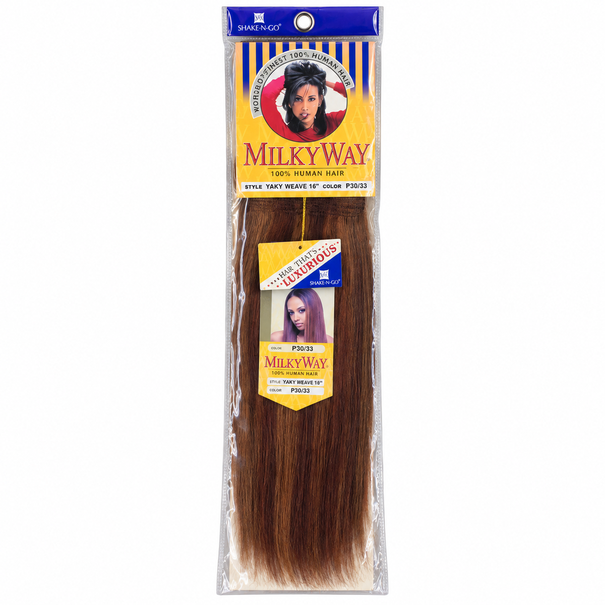 Milky Way Yaky 100% Human Hair Weave 16 inch color P30/33 full package