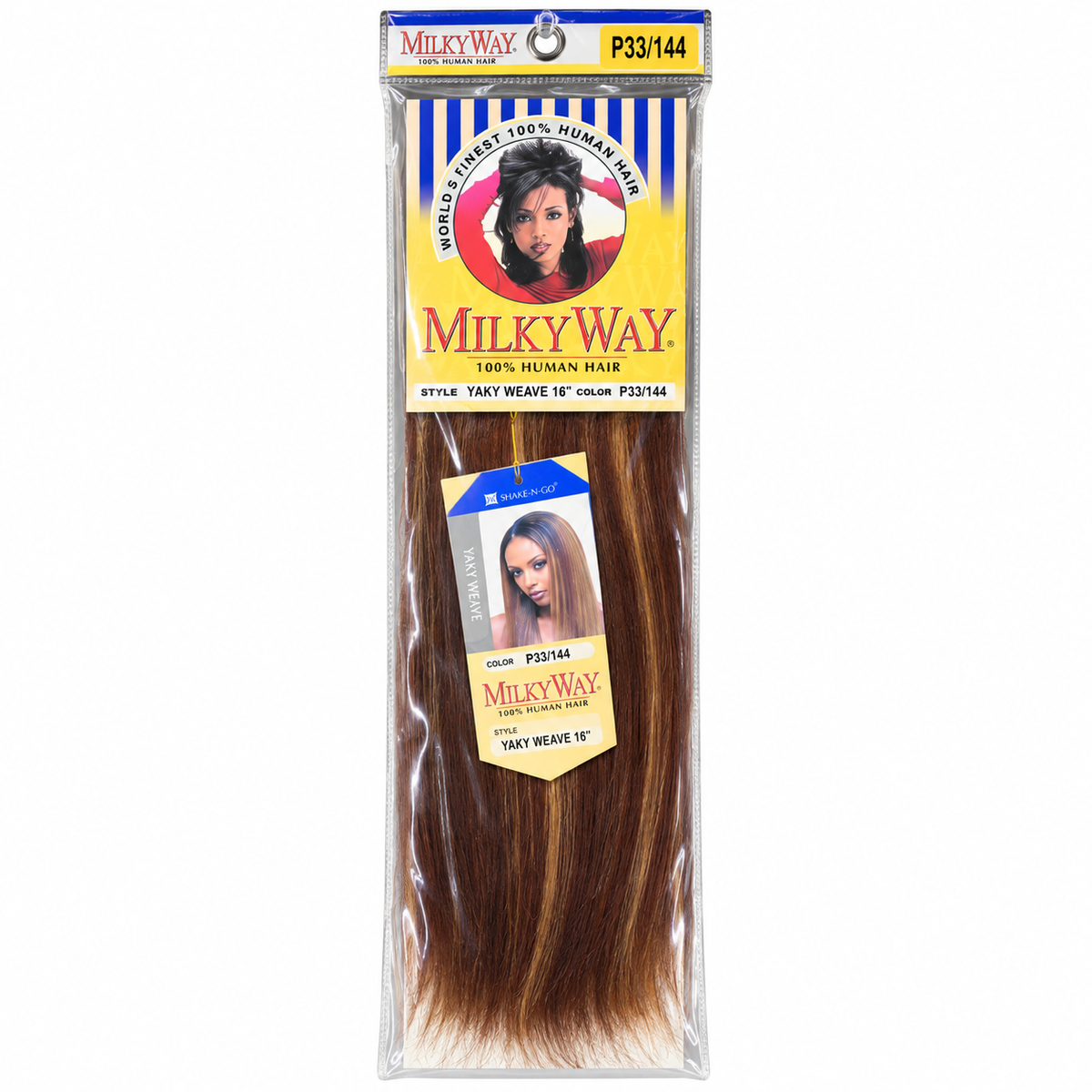 Milky Way Yaky 100% Human Hair Weave 16 inch color P33/144 full package