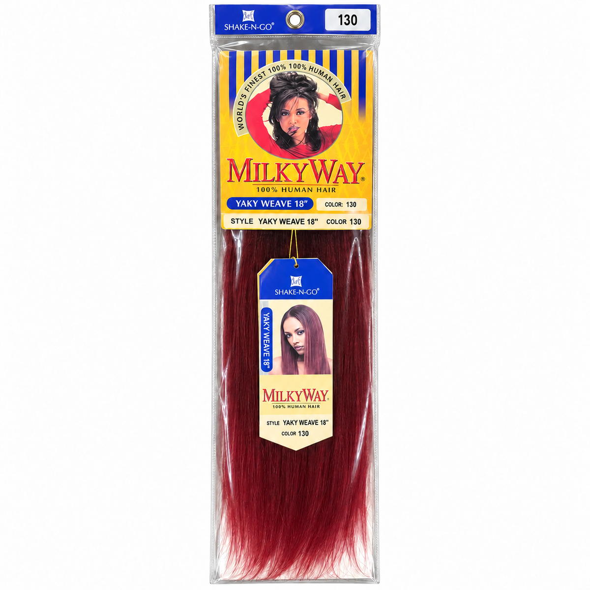 Milky Way Yaky 100% Human Hair Weave 18 inch color 130 full package