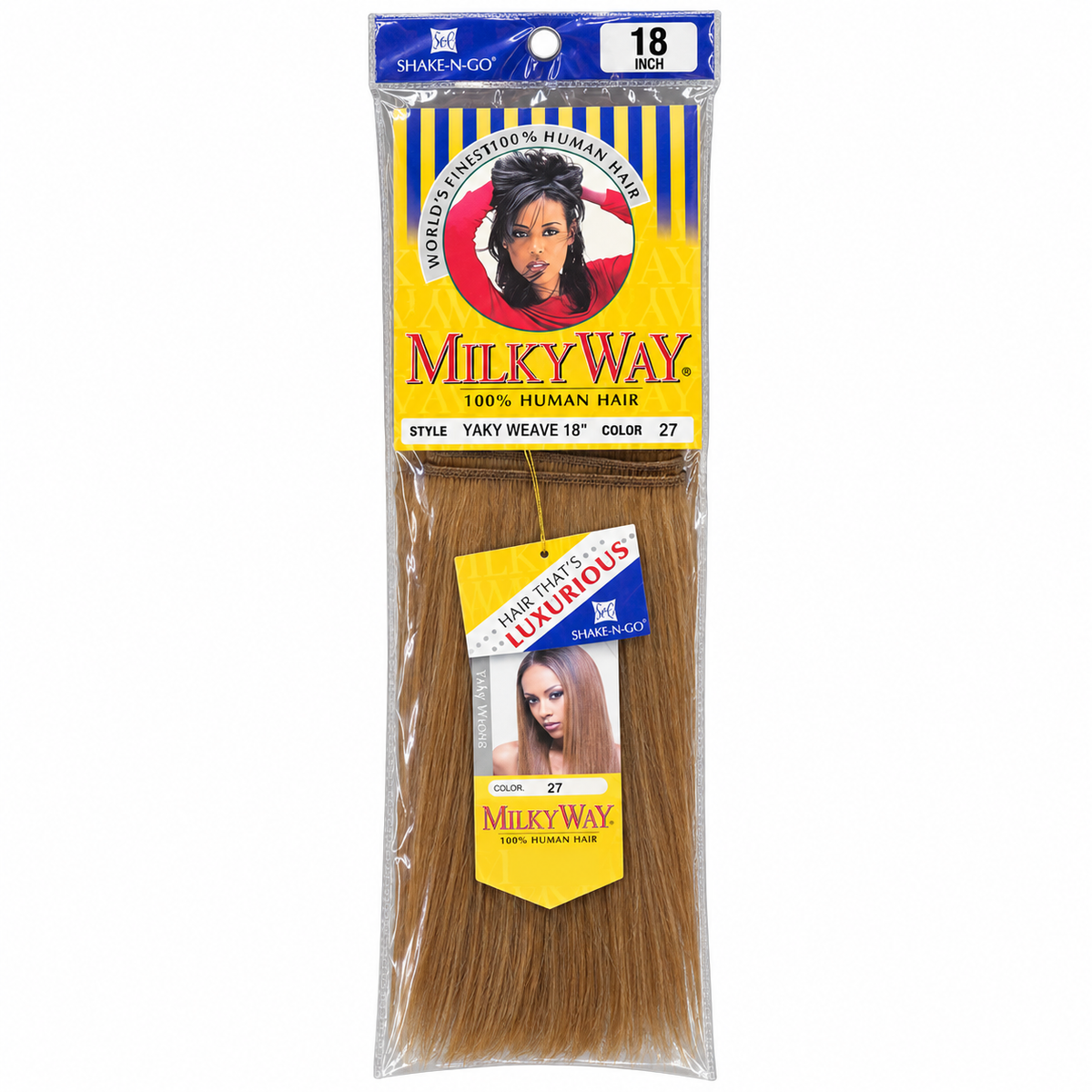 Milky Way Yaky 100% Human Hair Weave 18 inch color 27 full package