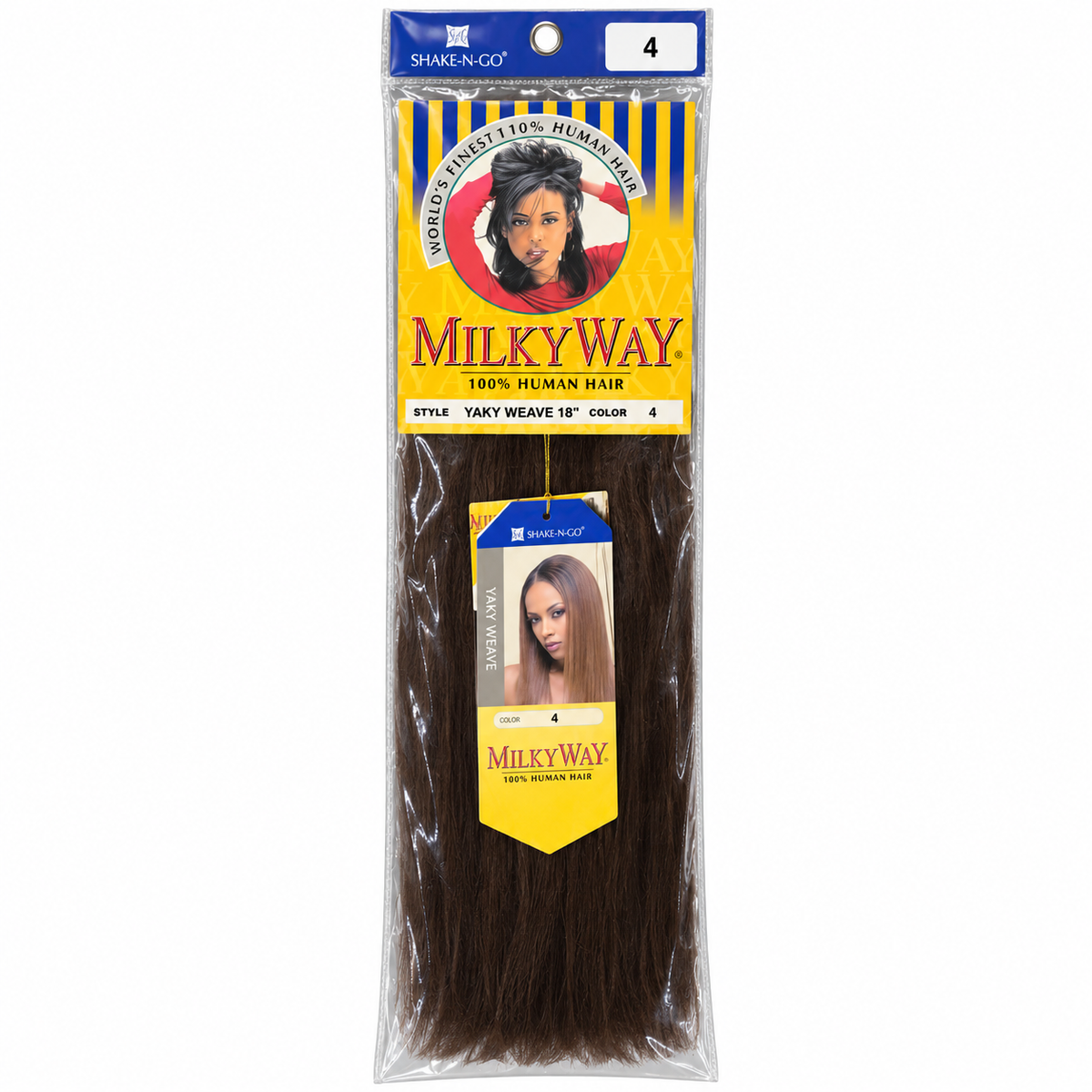 Milky Way Yaky 100% Human Hair Weave 18 inch color 4 full package