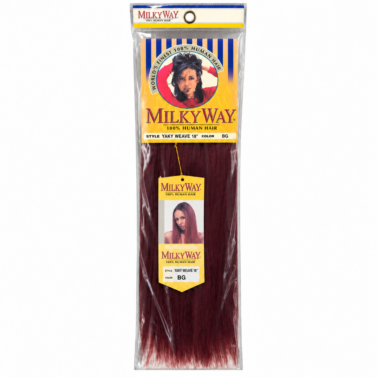 Milky Way Yaky 100% Human Hair Weave 18 inch color BG full package