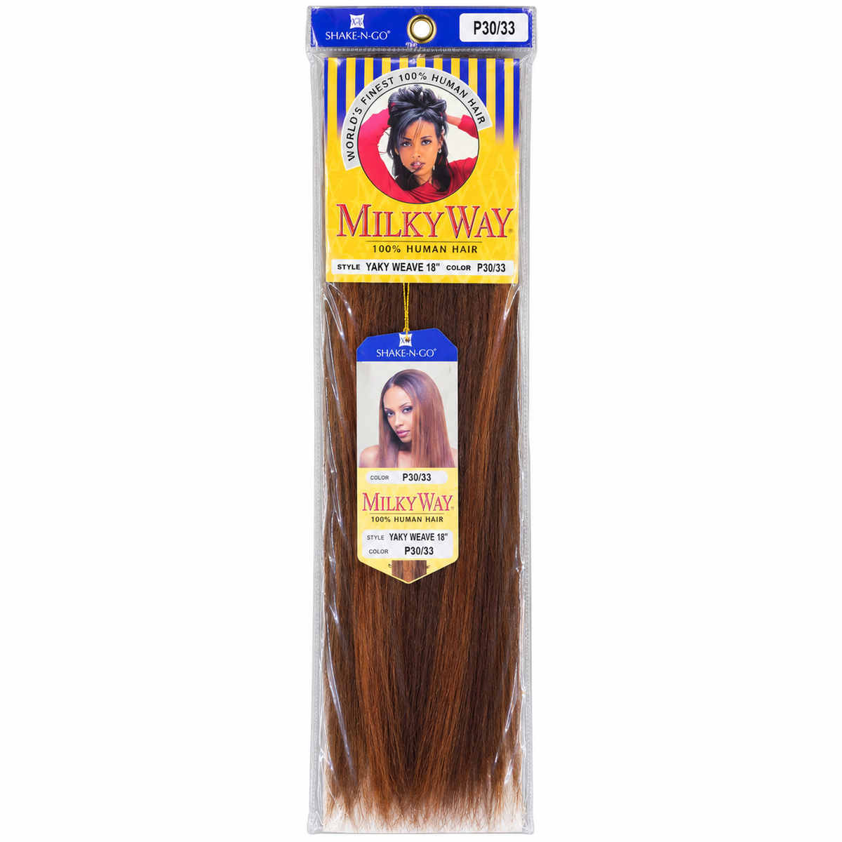Milky Way Yaky 100% Human Hair Weave 18 inch color P30/33 full package