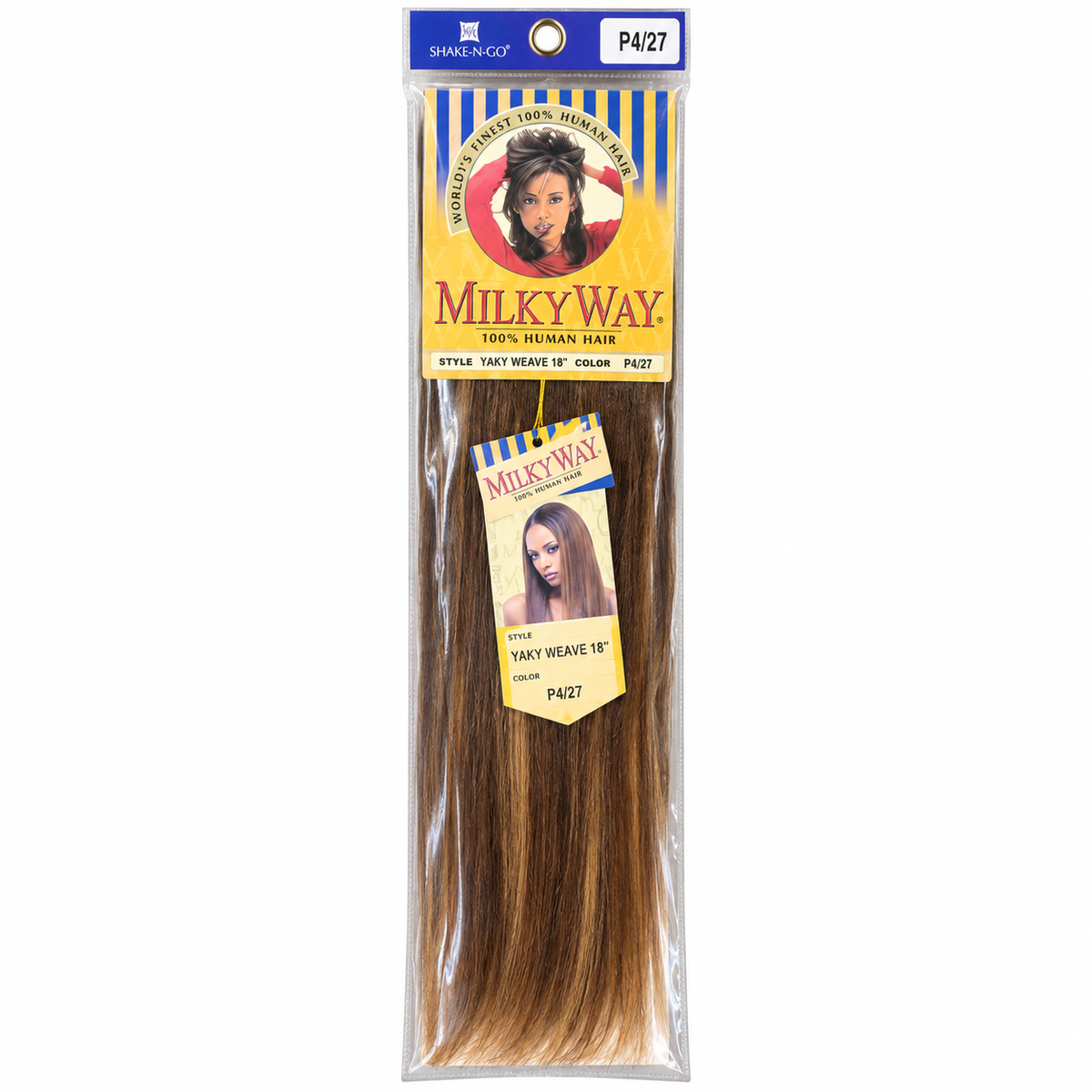 Milky Way Yaky 100% Human Hair Weave 18 inch color P4/27 full package