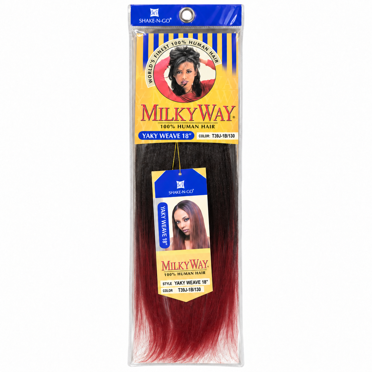 Milky Way Yaky 100% Human Hair Weave 18 inch color T39J-1B full package