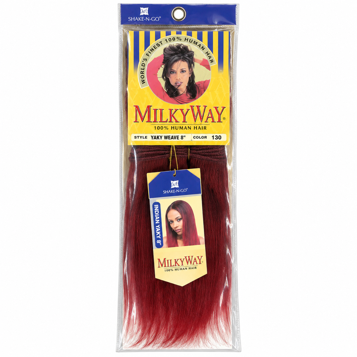 Milky Way Yaky 100% Human Hair Weave 8 inch color 130 full package