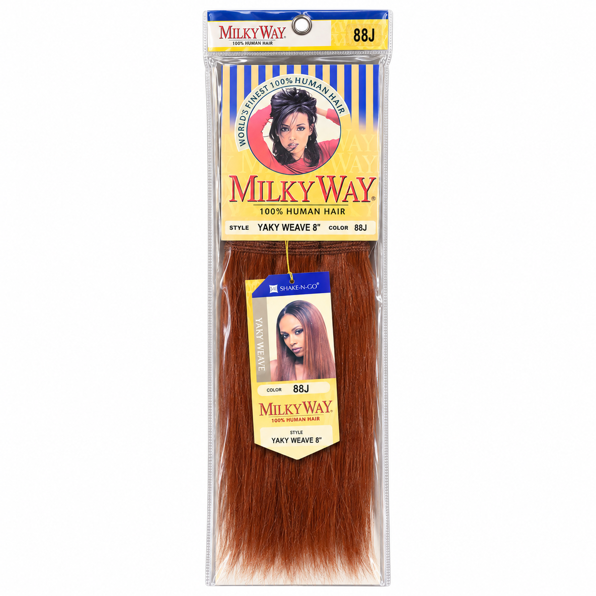 Milky Way Yaky 100% Human Hair Weave 8 inch color 88J full package