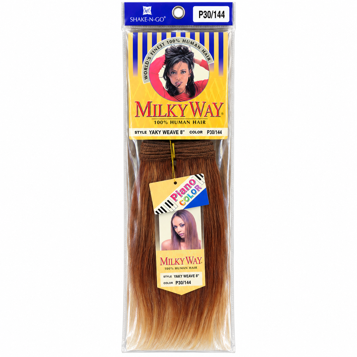 Milky Way Yaky 100% Human Hair Weave 8 inch color P30/144 full package