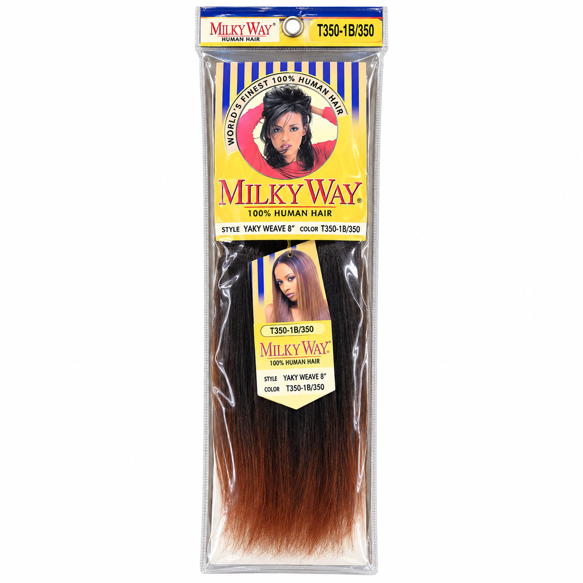 Milky Way Yaky 100% Human Hair Weave 8 inch color T350-1B/350 full package