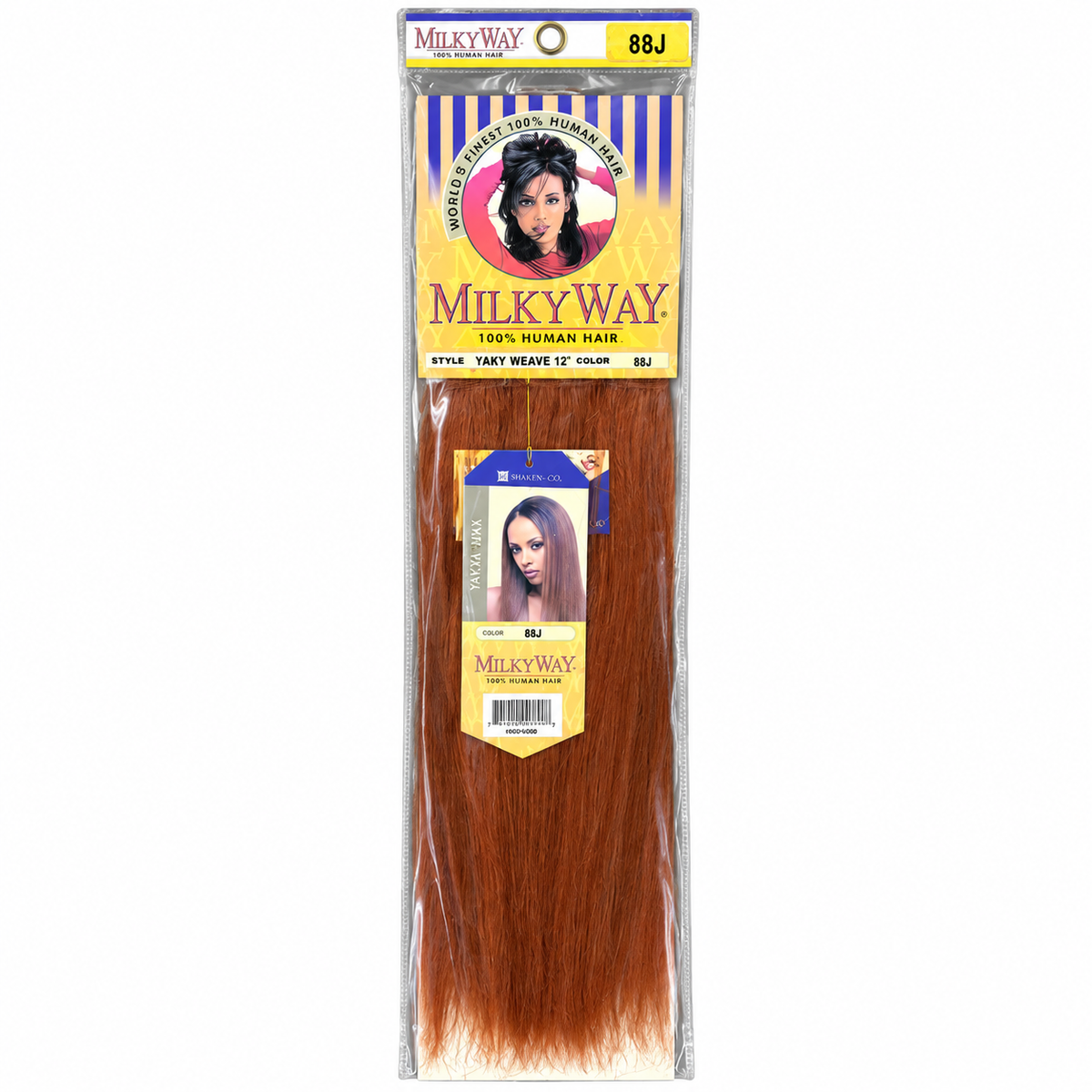 Milky Way Yaky 100% Human Hair Weave retail package — 12 inches, color 88J