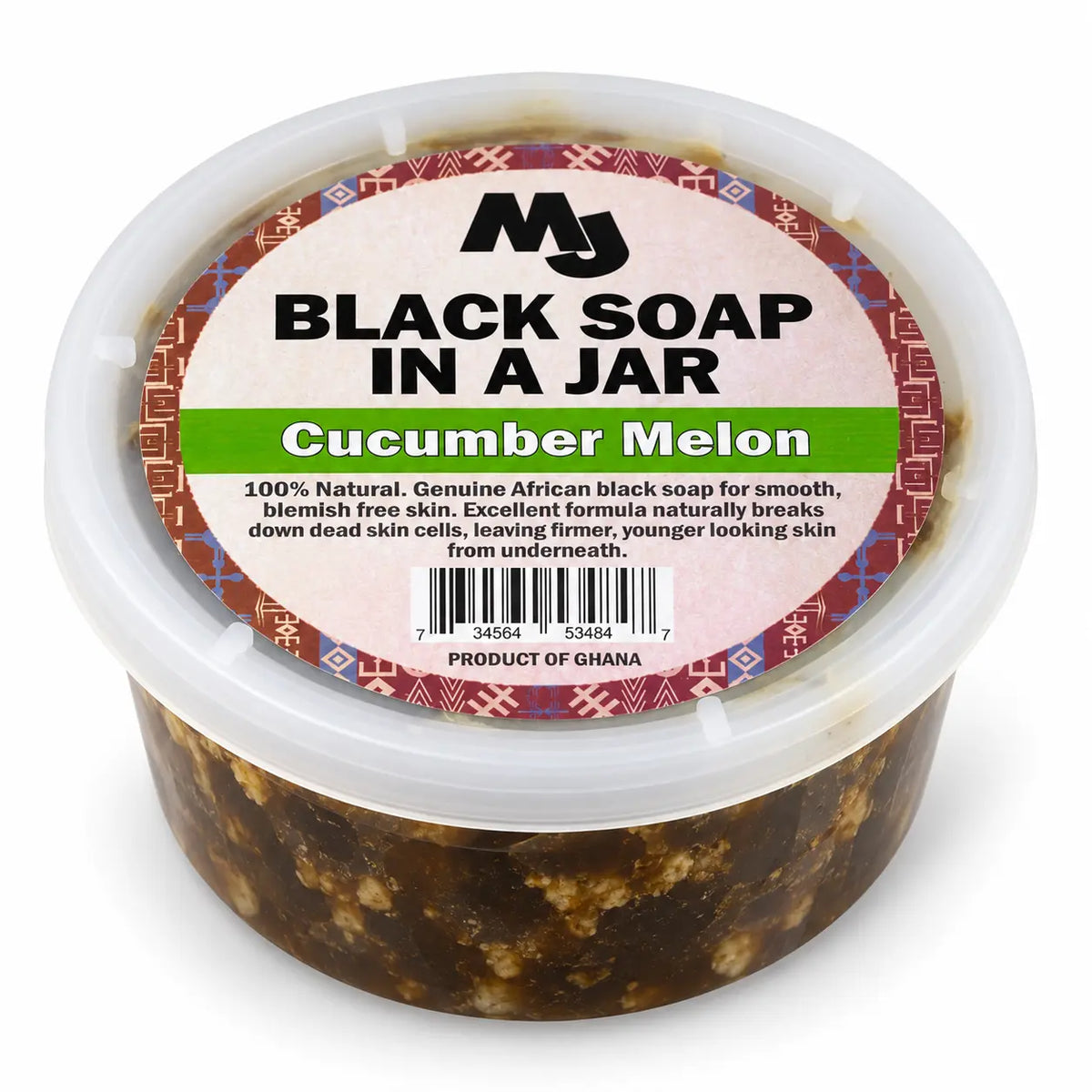 MJ Black Soap in a Jar Cucumber Melon tub