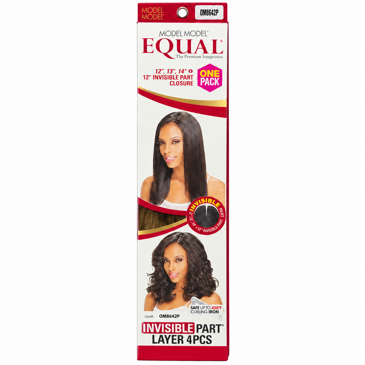 Model Model Equal Invisible Part Layer 4PCS, color OM8642P – package with hair color illustrated from matching brand swatch