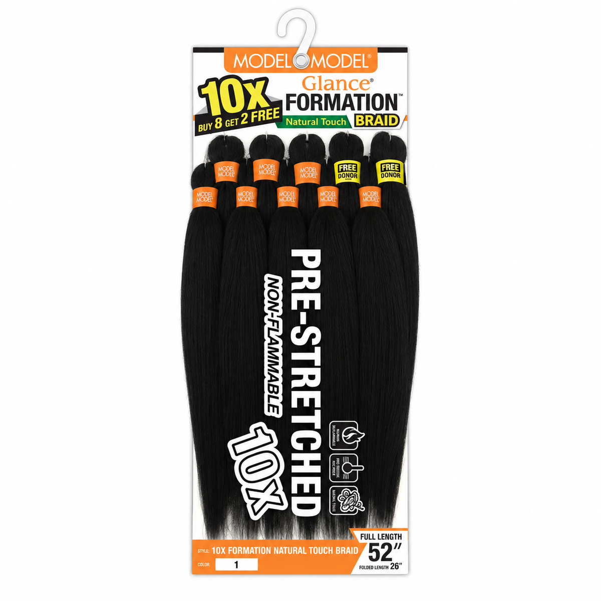 Model Model Glance 10X Formation Natural Touch Braid, 1 / 26 inches, full ten-bundle package on white