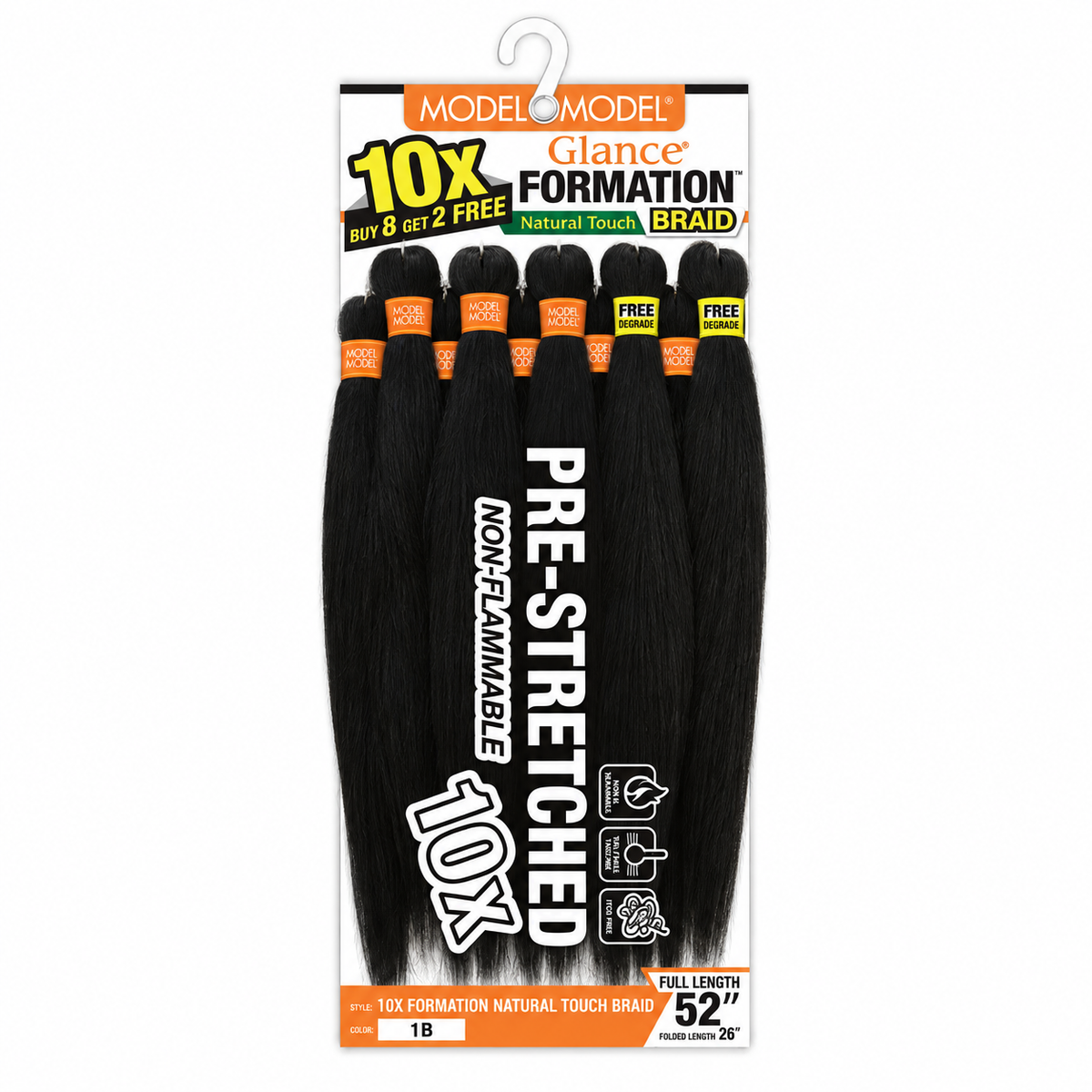 Model Model Glance 10X Formation Natural Touch Braid, 1B / 26 inches, full ten-bundle package on white