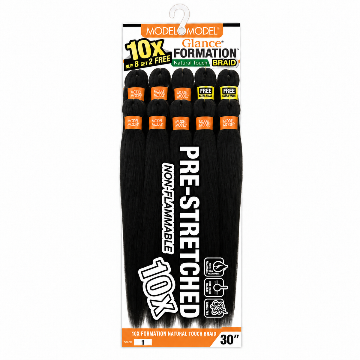 Model Model Glance 10X Formation Natural Touch Braid, 1 / 30 inches, full ten-bundle package on white