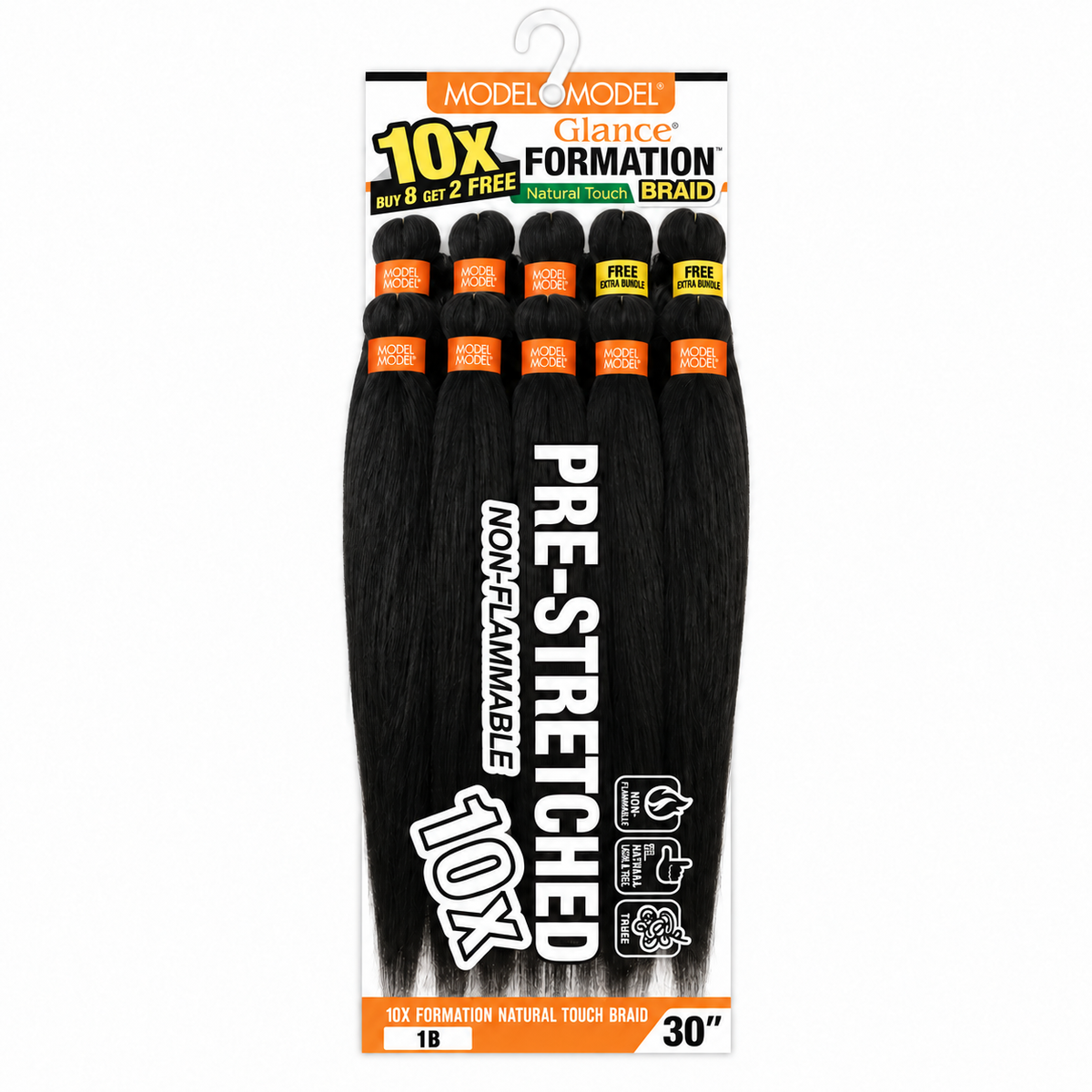 Model Model Glance 10X Formation Natural Touch Braid, 1B / 30 inches, full ten-bundle package on white