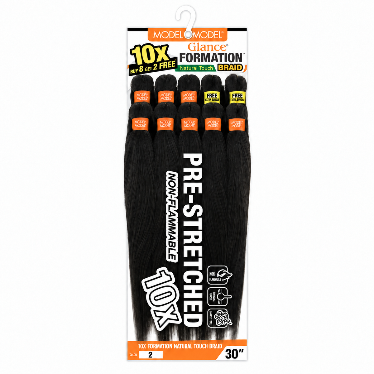 Model Model Glance 10X Formation Natural Touch Braid, 2 / 30 inches, full ten-bundle package on white