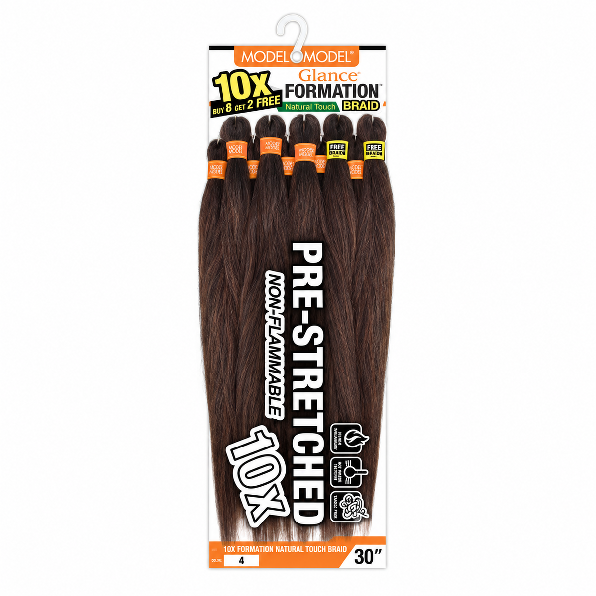 Model Model Glance 10X Formation Natural Touch Braid, 4 / 30 inches, full ten-bundle package on white