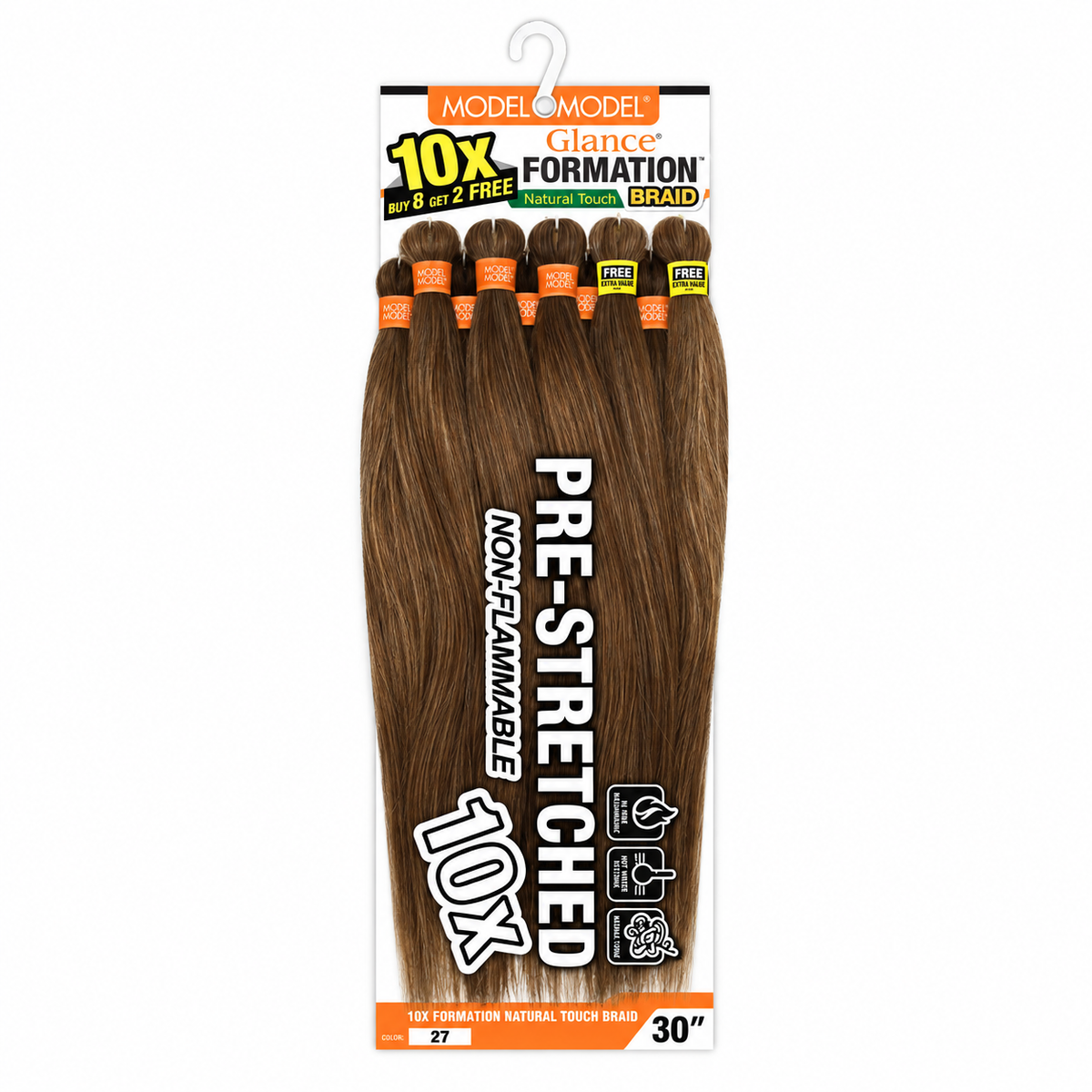 Model Model Glance 10X Formation Natural Touch Braid, 27 / 30 inches, full ten-bundle package on white