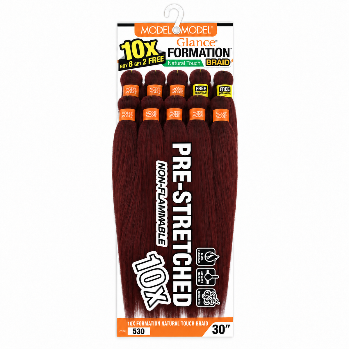 Model Model Glance 10X Formation Natural Touch Braid, 530 / 30 inches, full ten-bundle package on white