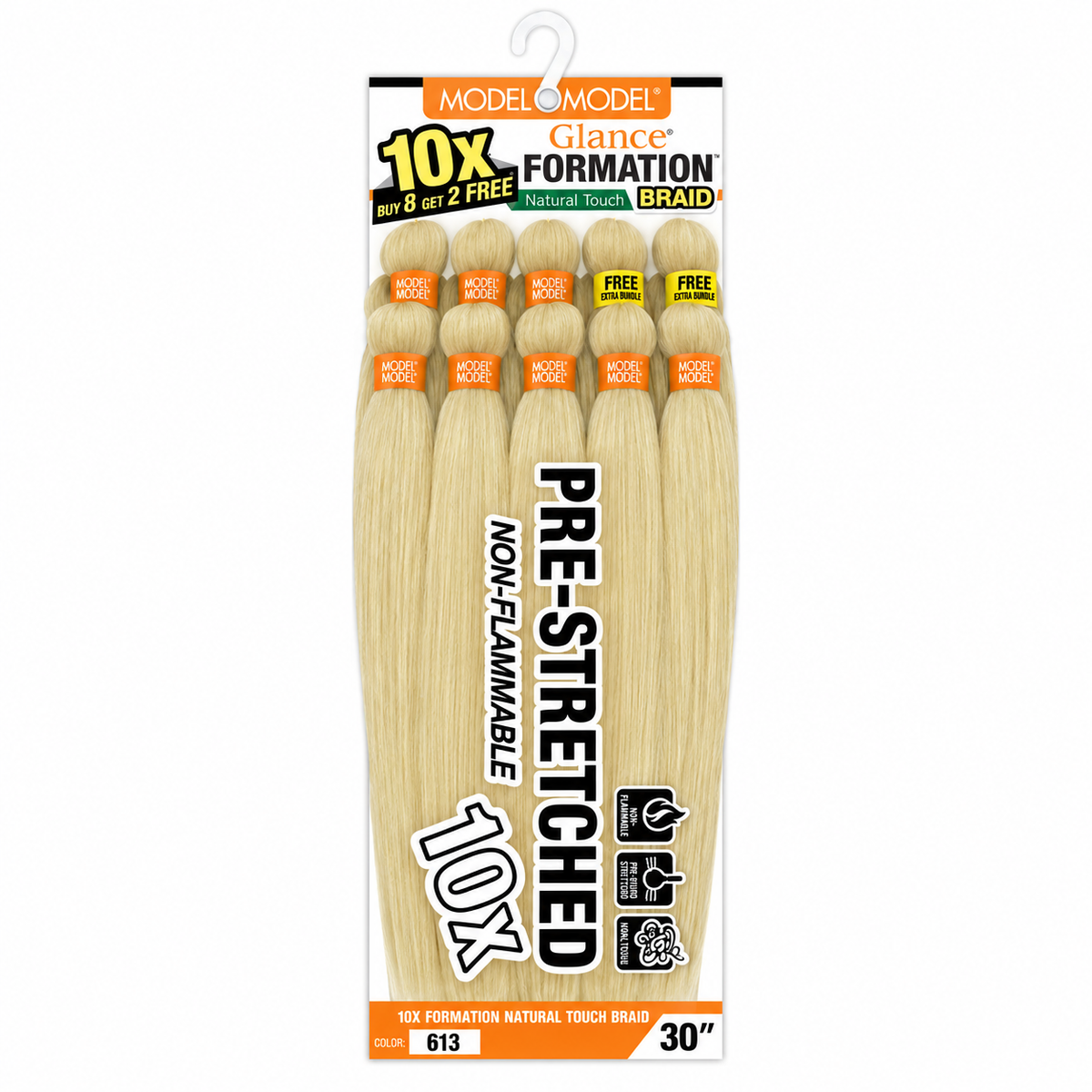 Model Model Glance 10X Formation Natural Touch Braid, 613 / 30 inches, full ten-bundle package on white