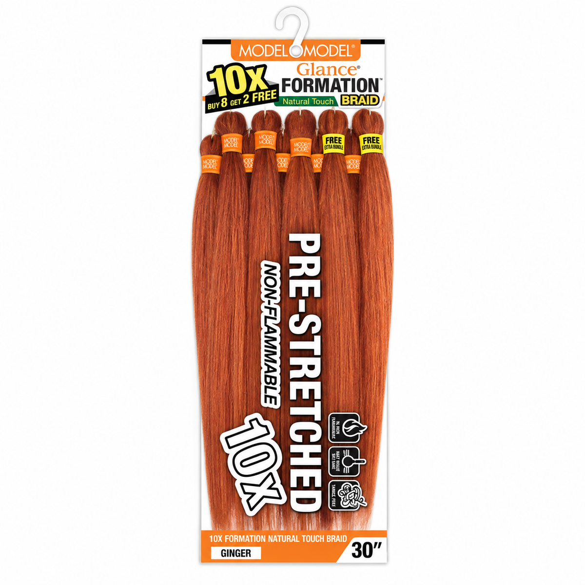 Model Model Glance 10X Formation Natural Touch Braid, GINGER / 30 inches, full ten-bundle package on white