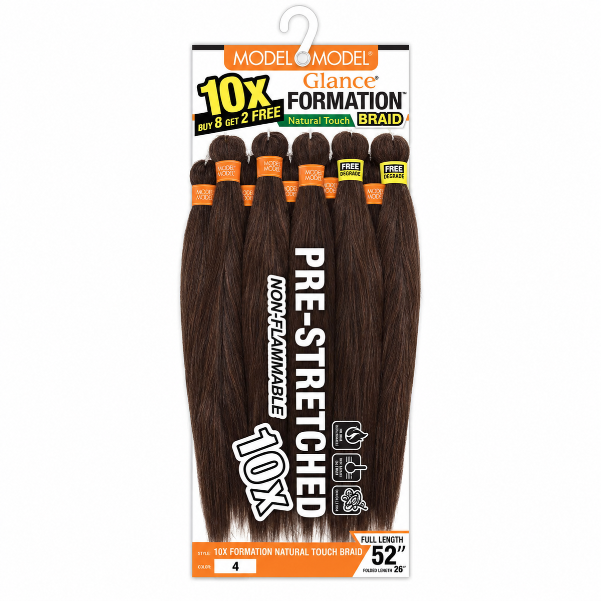 Model Model Glance 10X Formation Natural Touch Braid, 4 / 26 inches, full ten-bundle package on white