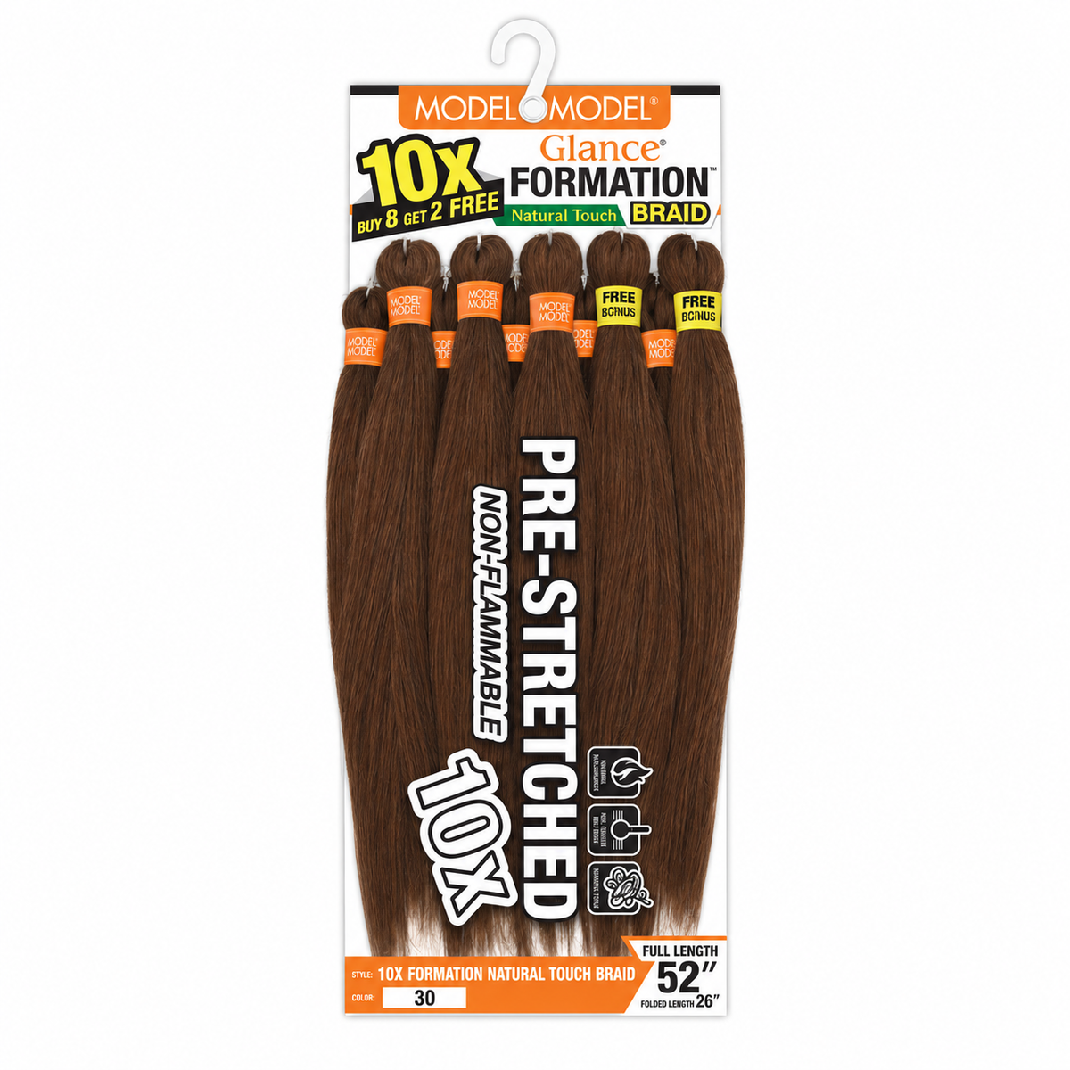 Model Model Glance 10X Formation Natural Touch Braid, 30 / 26 inches, full ten-bundle package on white