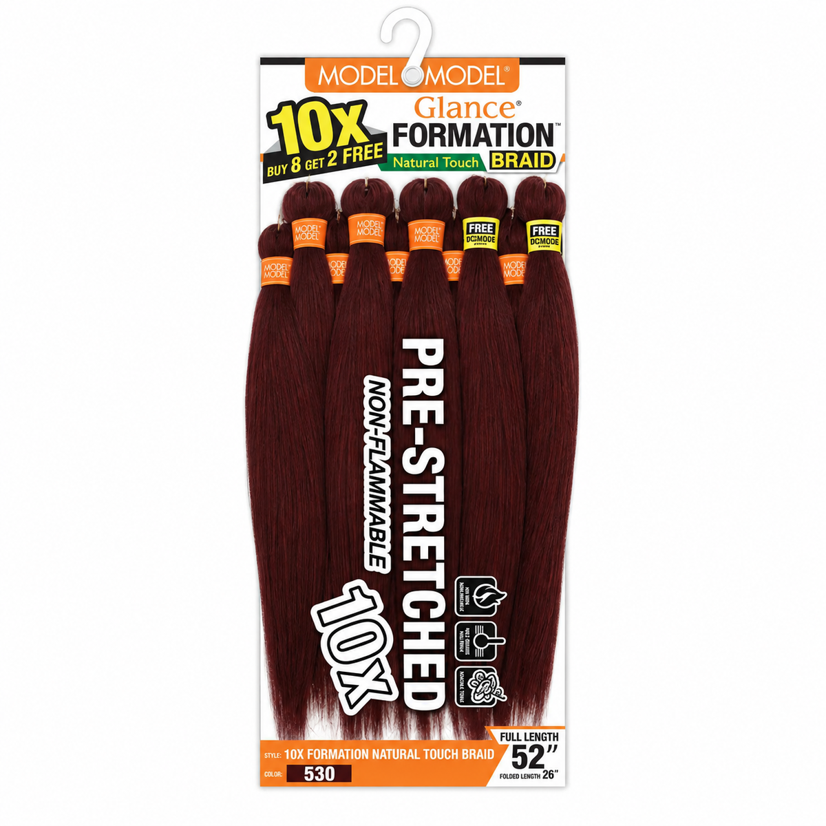 Model Model Glance 10X Formation Natural Touch Braid, 530 / 26 inches, full ten-bundle package on white