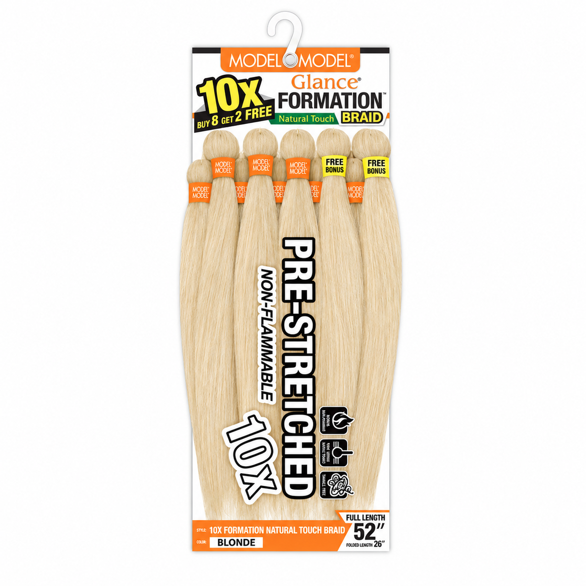 Model Model Glance 10X Formation Natural Touch Braid, BLONDE / 26 inches, full ten-bundle package on white