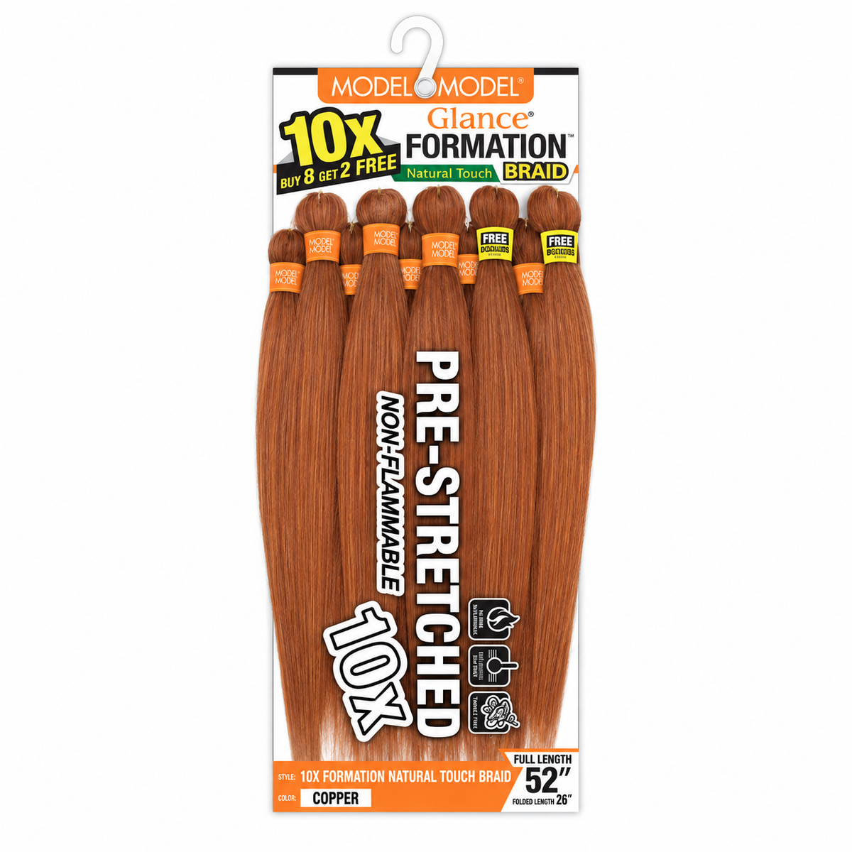 Model Model Glance 10X Formation Natural Touch Braid, COPPER / 26 inches, full ten-bundle package on white