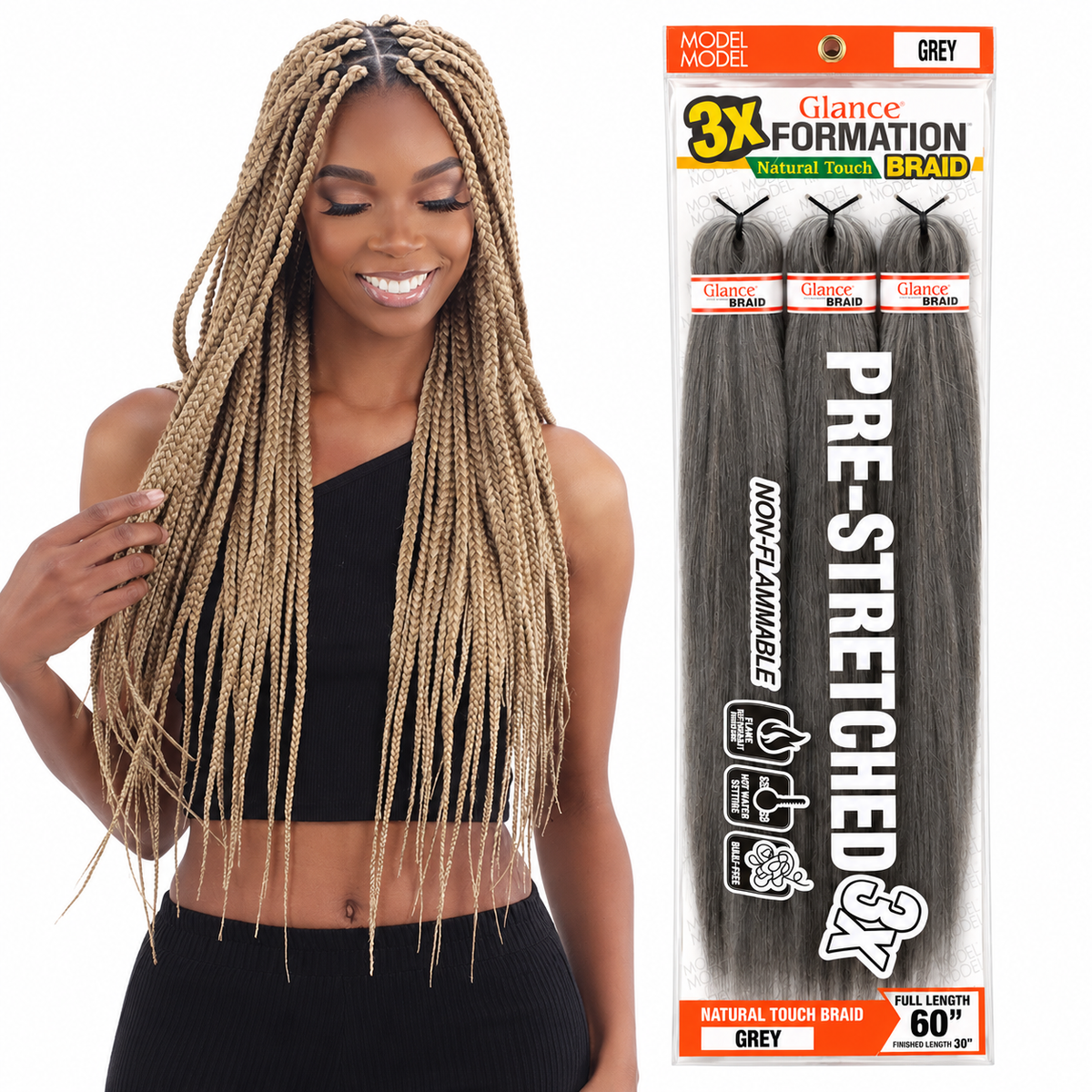 Model Model Glance 3X Formation Grey 60 inch package with GOLD-ASH model styling example