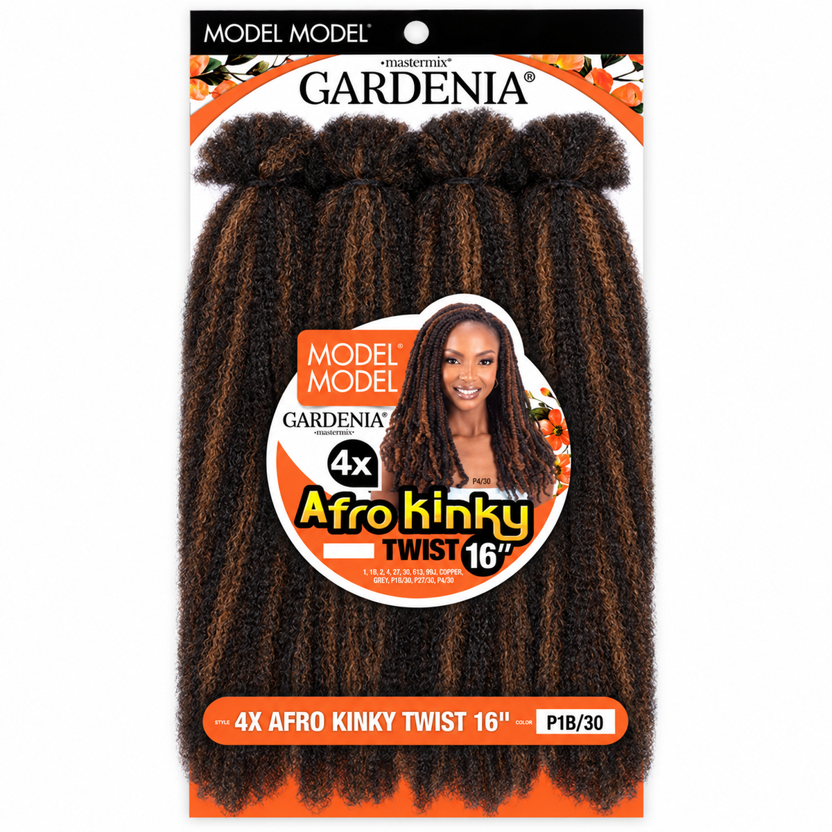 Model Model Gardenia 4X Afro Kinky Twist 16-inch - full four-bundle retail package P1B/30