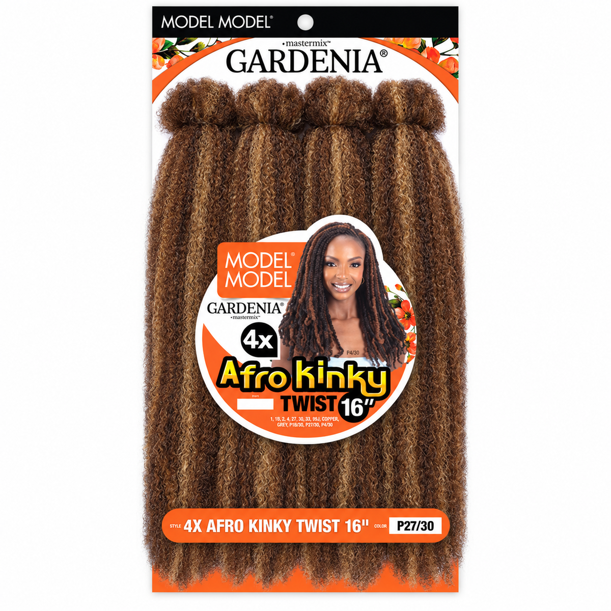 Model Model Gardenia 4X Afro Kinky Twist 16-inch - full four-bundle retail package P27/30
