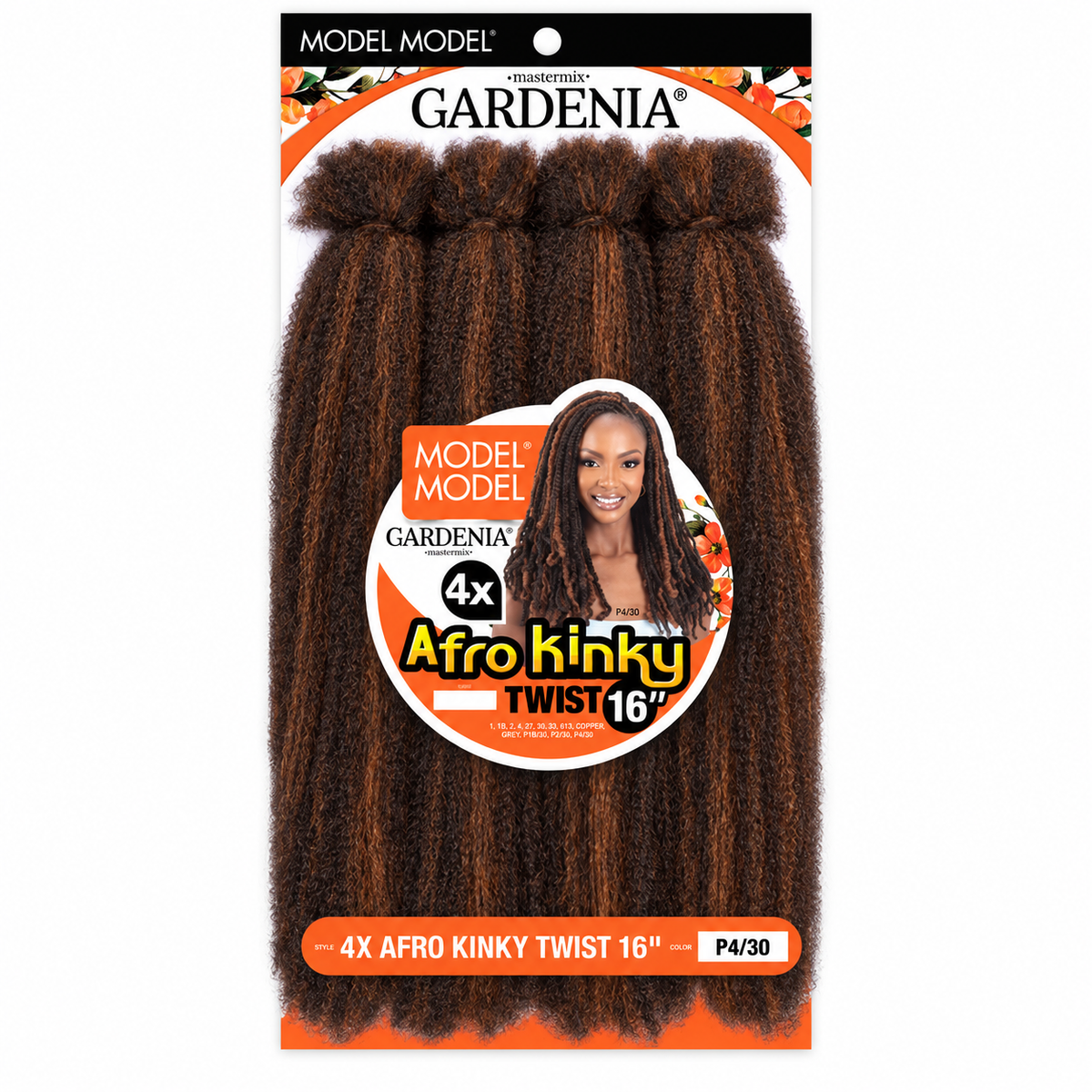 Model Model Gardenia 4X Afro Kinky Twist 16-inch - full four-bundle retail package P4/30