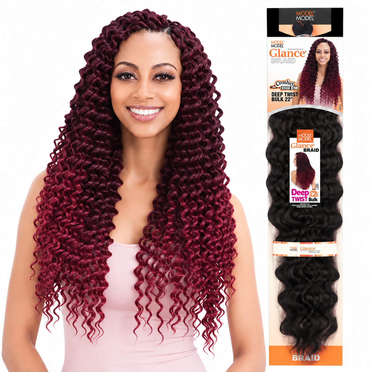 Model Model Glance Deep Twist Bulk 22 inch — model and large full retail package on a white background