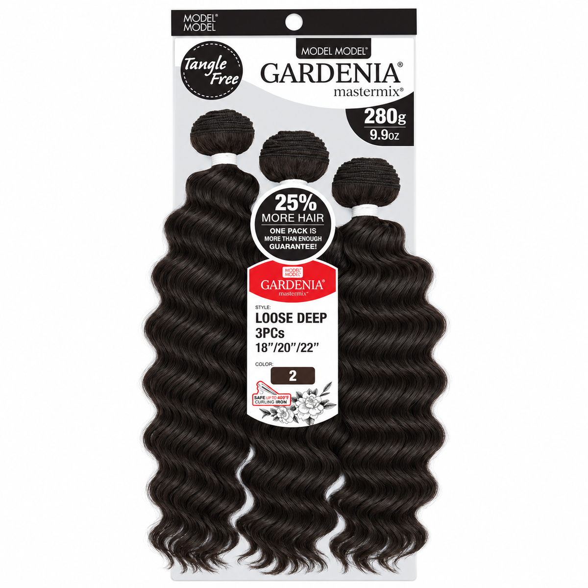 Model Model Gardenia Loose Deep 3-Piece Weave 18/20/22" — full package in color 2