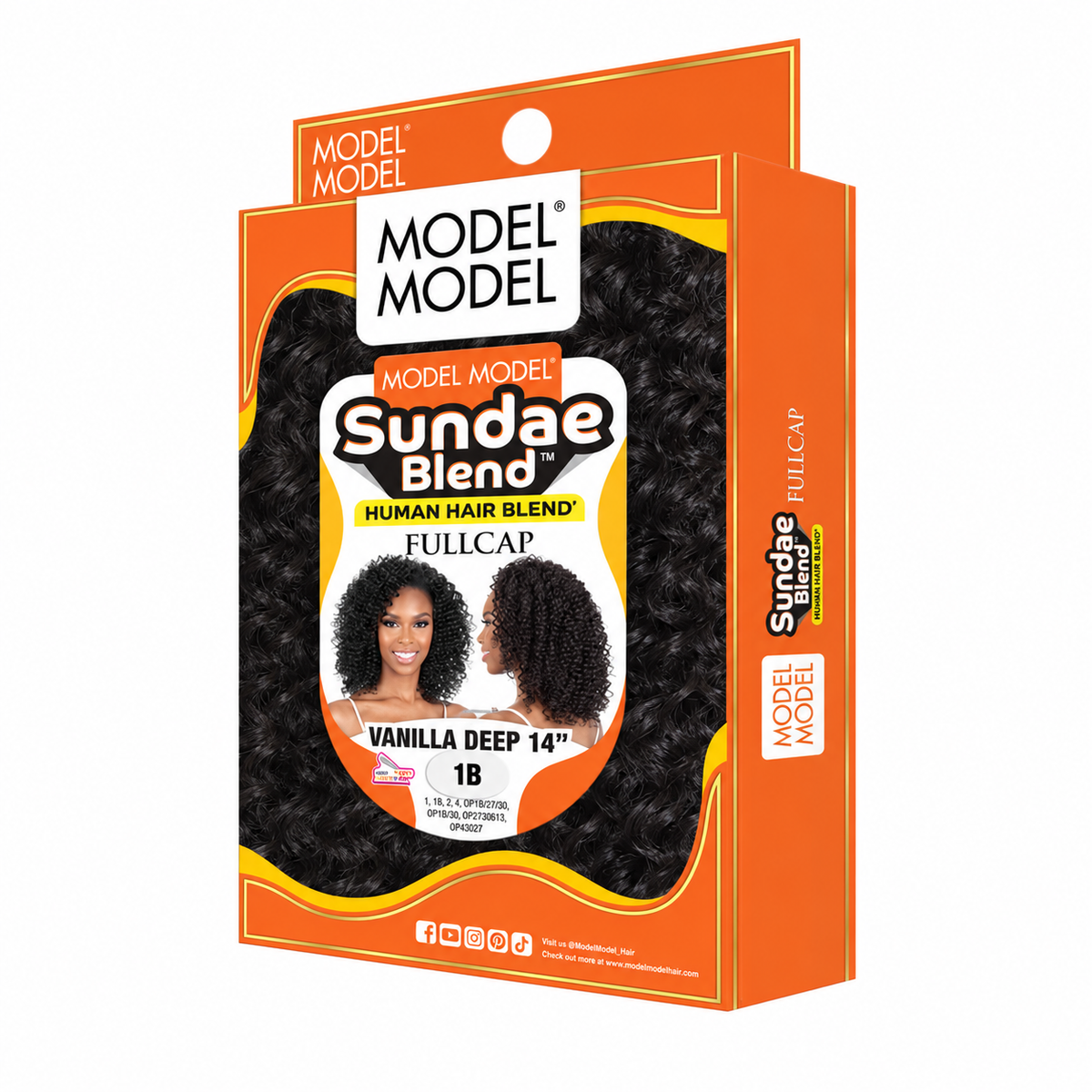 Model Model Sundae Blend Vanilla Deep Half Wig 14" — full package in color 1B