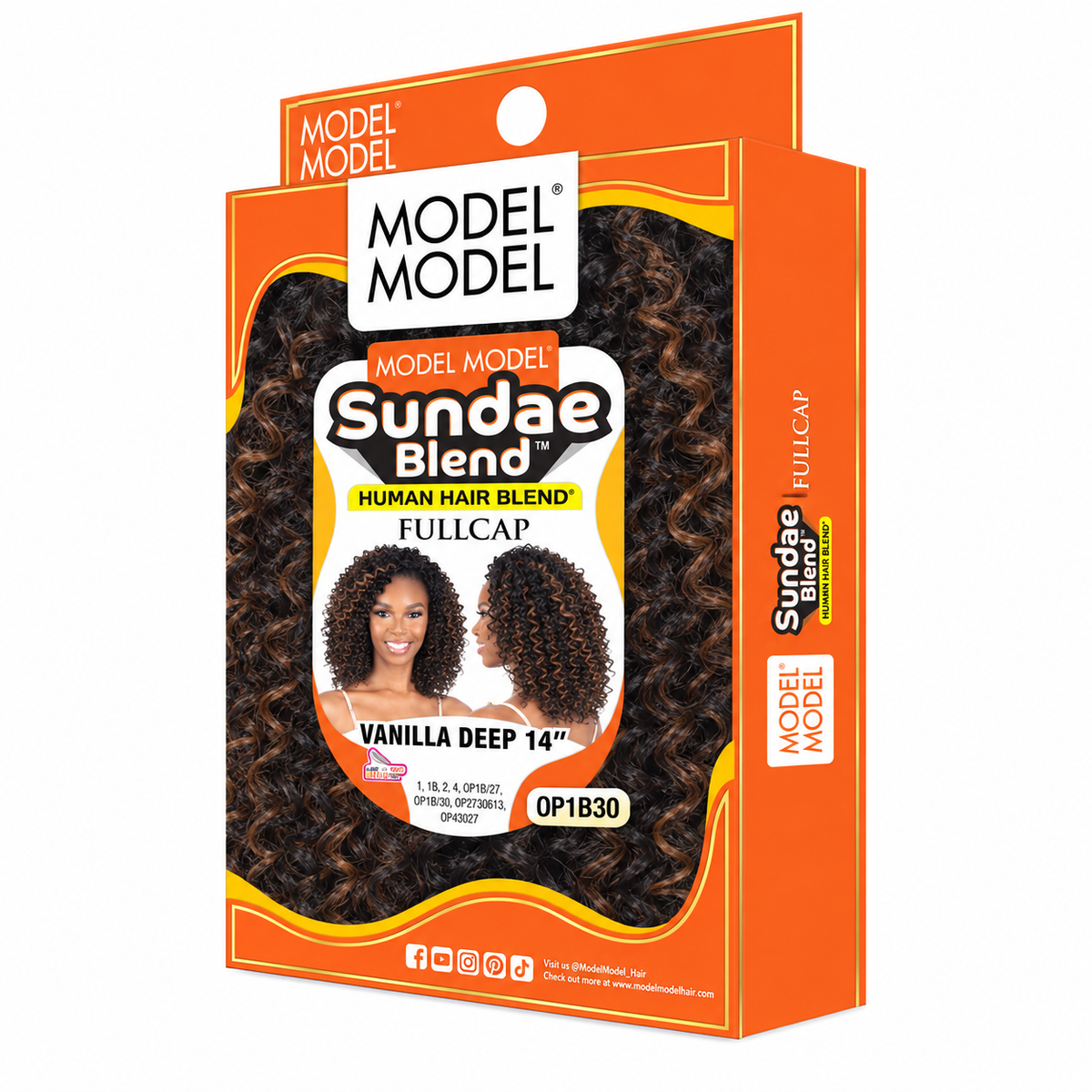 Model Model Sundae Blend Vanilla Deep Half Wig 14" — full package in color OP1B30
