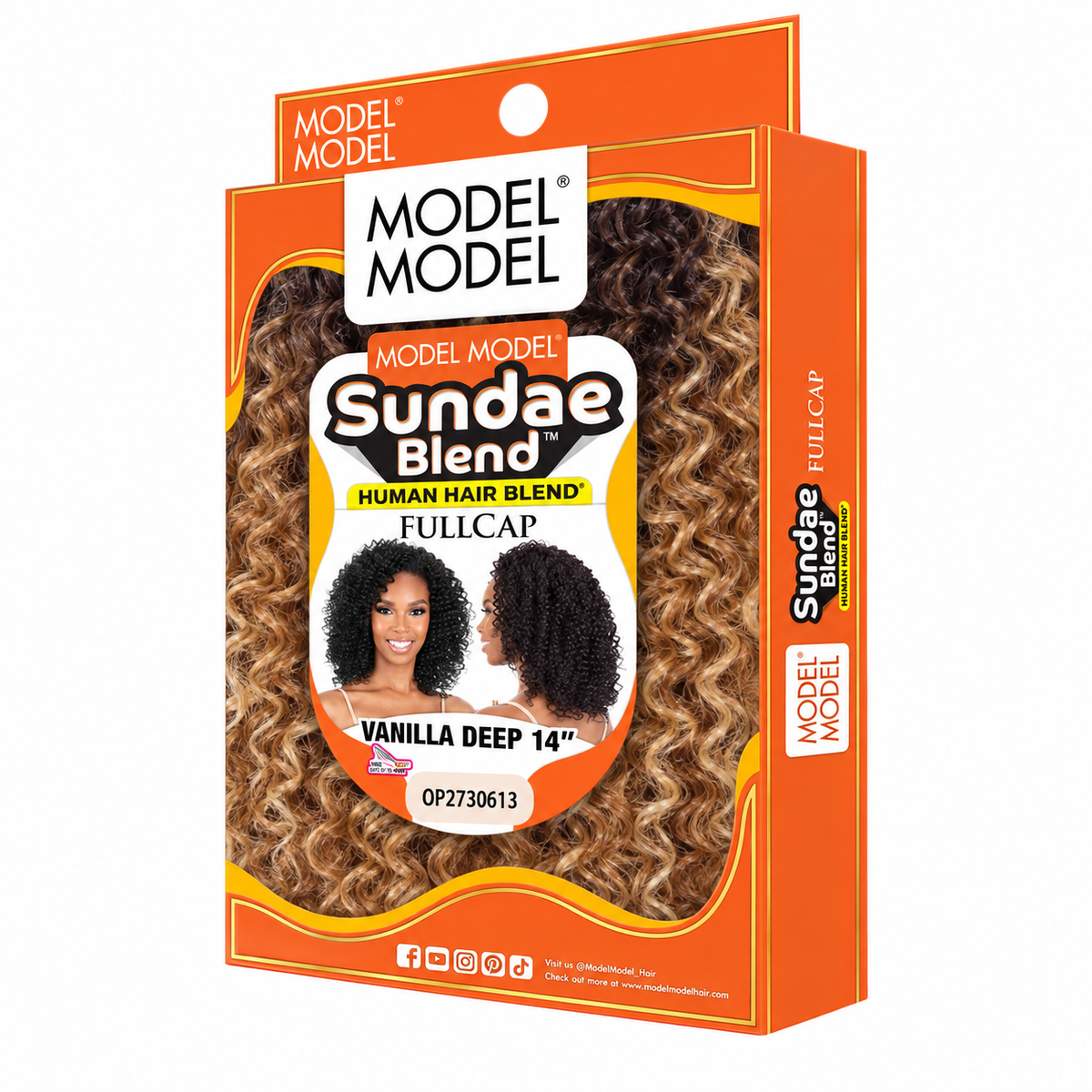 Model Model Sundae Blend Vanilla Deep Half Wig 14" — full package in color OP2730613