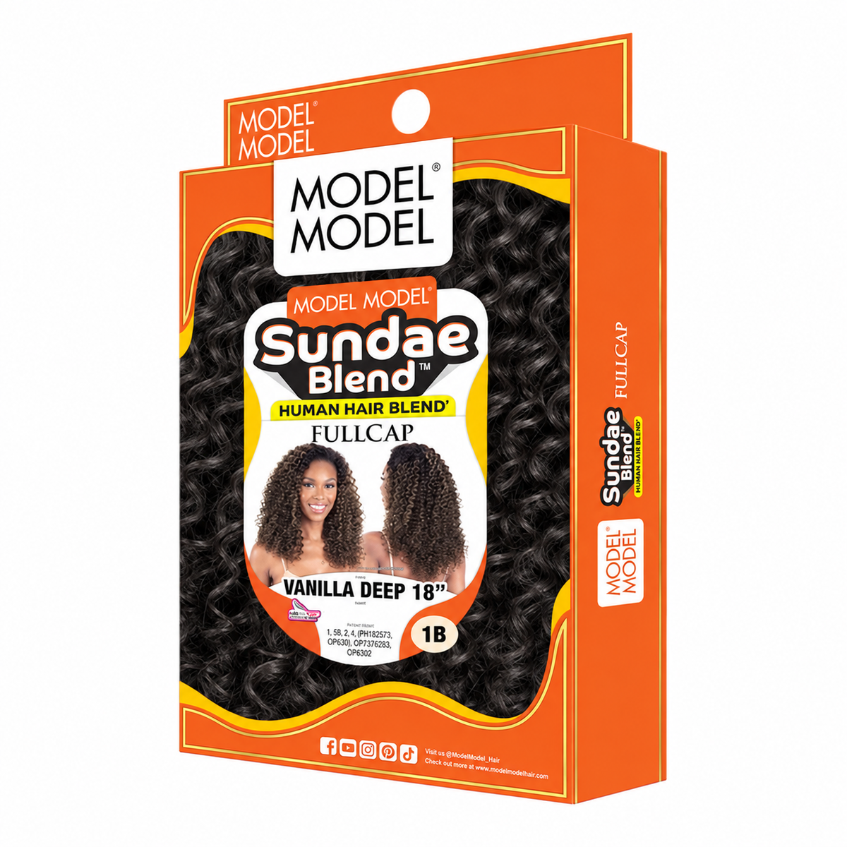 Model Model Sundae Blend Vanilla Deep Half Wig 18" — full package in color 1B