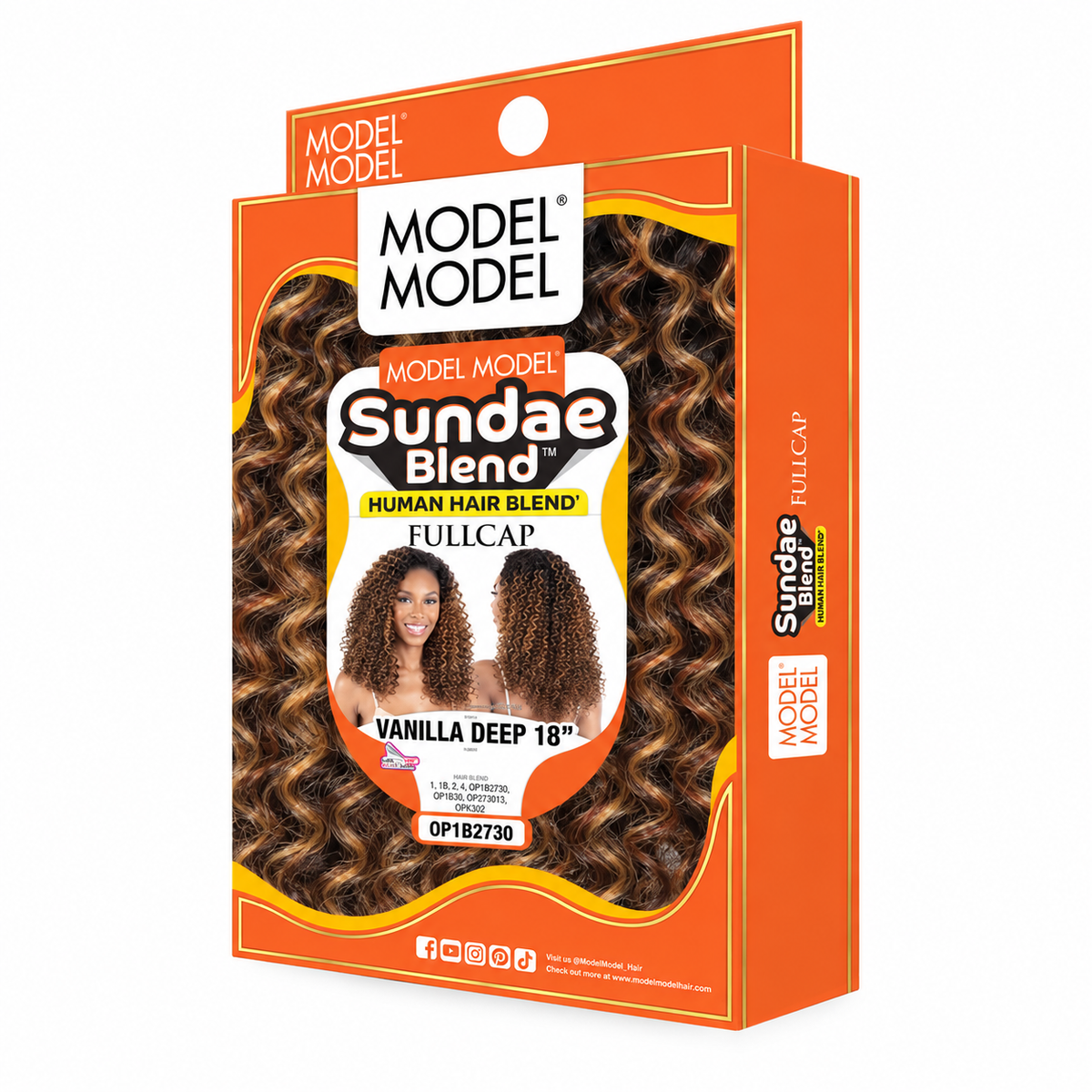 Model Model Sundae Blend Vanilla Deep Half Wig 18" — full package in color OP1B2730