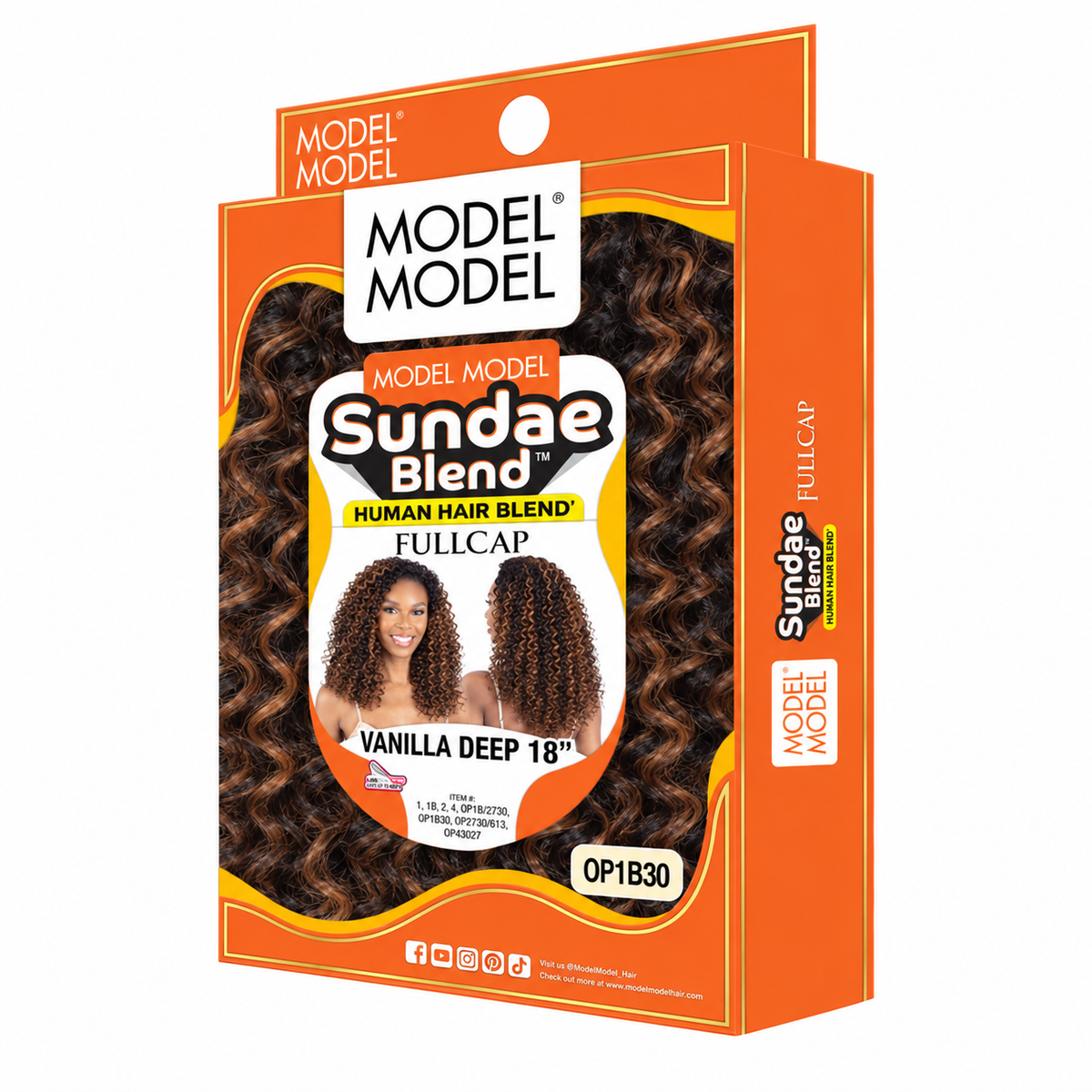 Model Model Sundae Blend Vanilla Deep Half Wig 18" — full package in color OP1B30