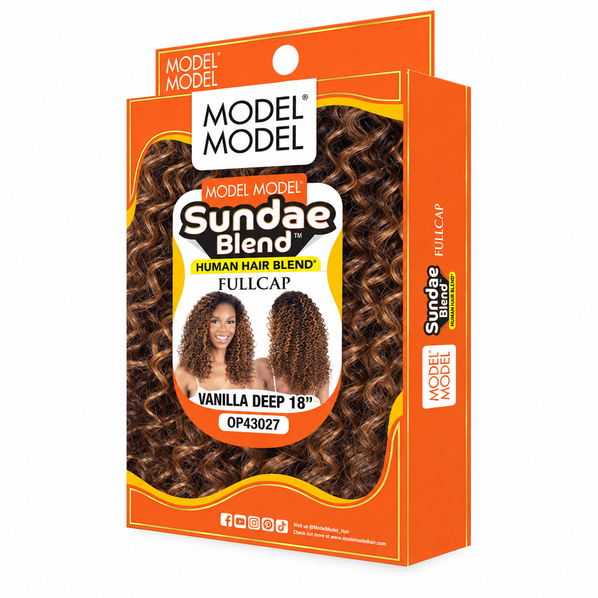 Model Model Sundae Blend Vanilla Deep Half Wig 18" — full package in color OP43027