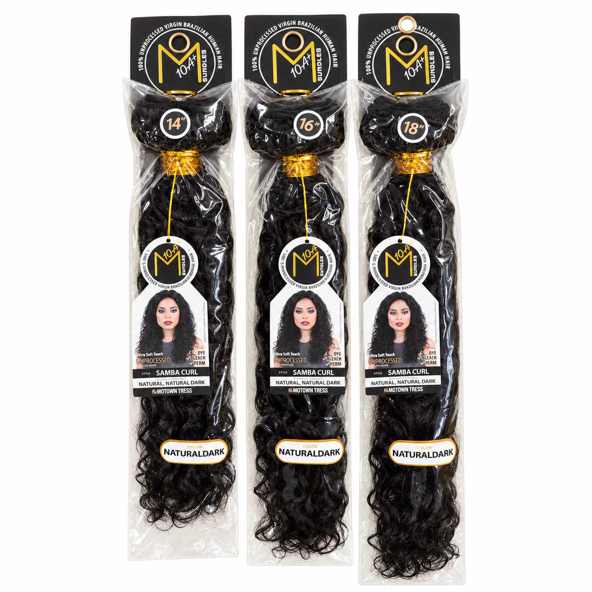 Motown Tress Samba Curl three bundles Natural Dark 14 16 18 inches