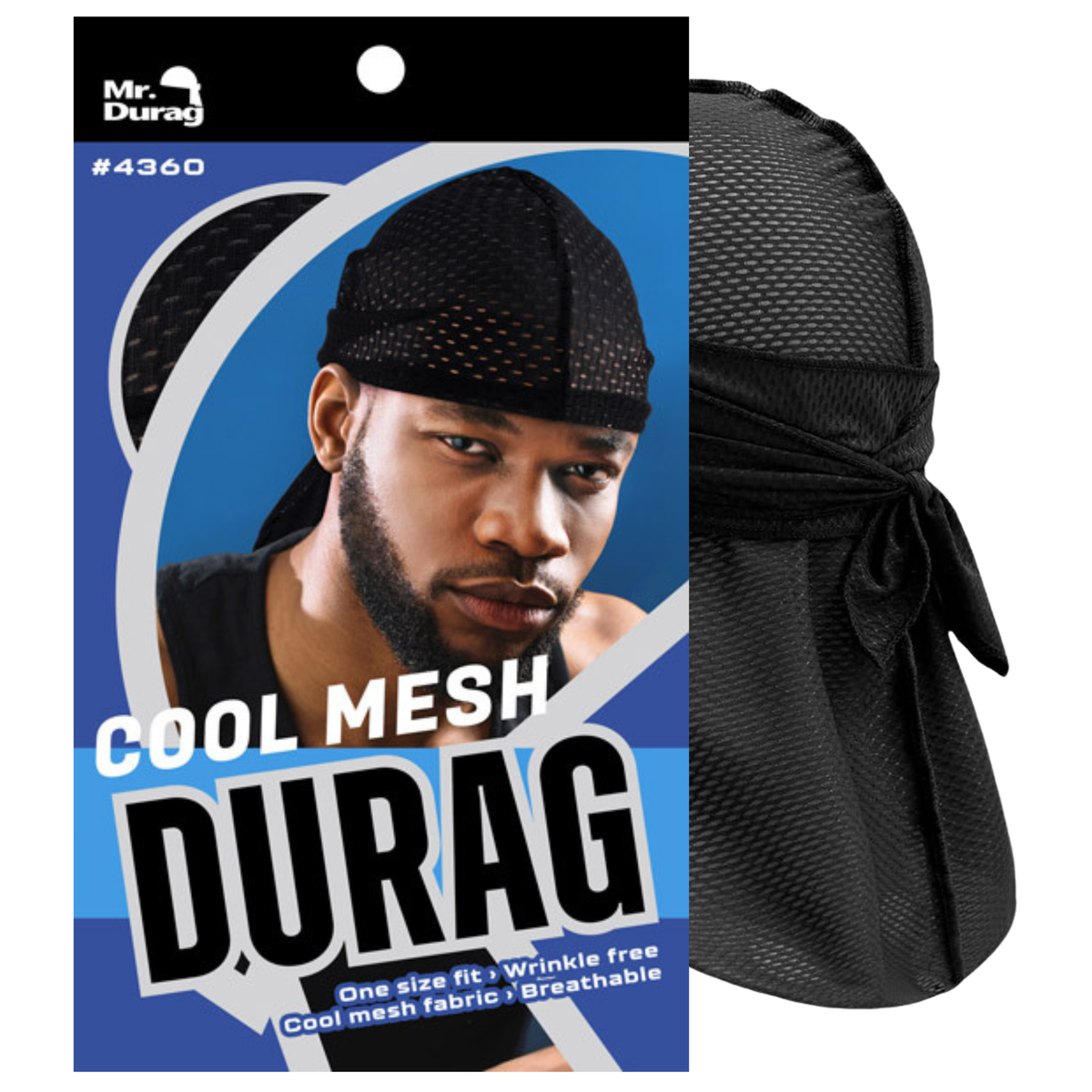 Mr. Durag Cool Mesh Durag #04360 Black packaging and product