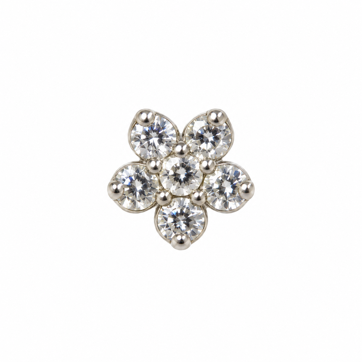 Joy Jewelry NB07 Silver Stone Flower nose stud