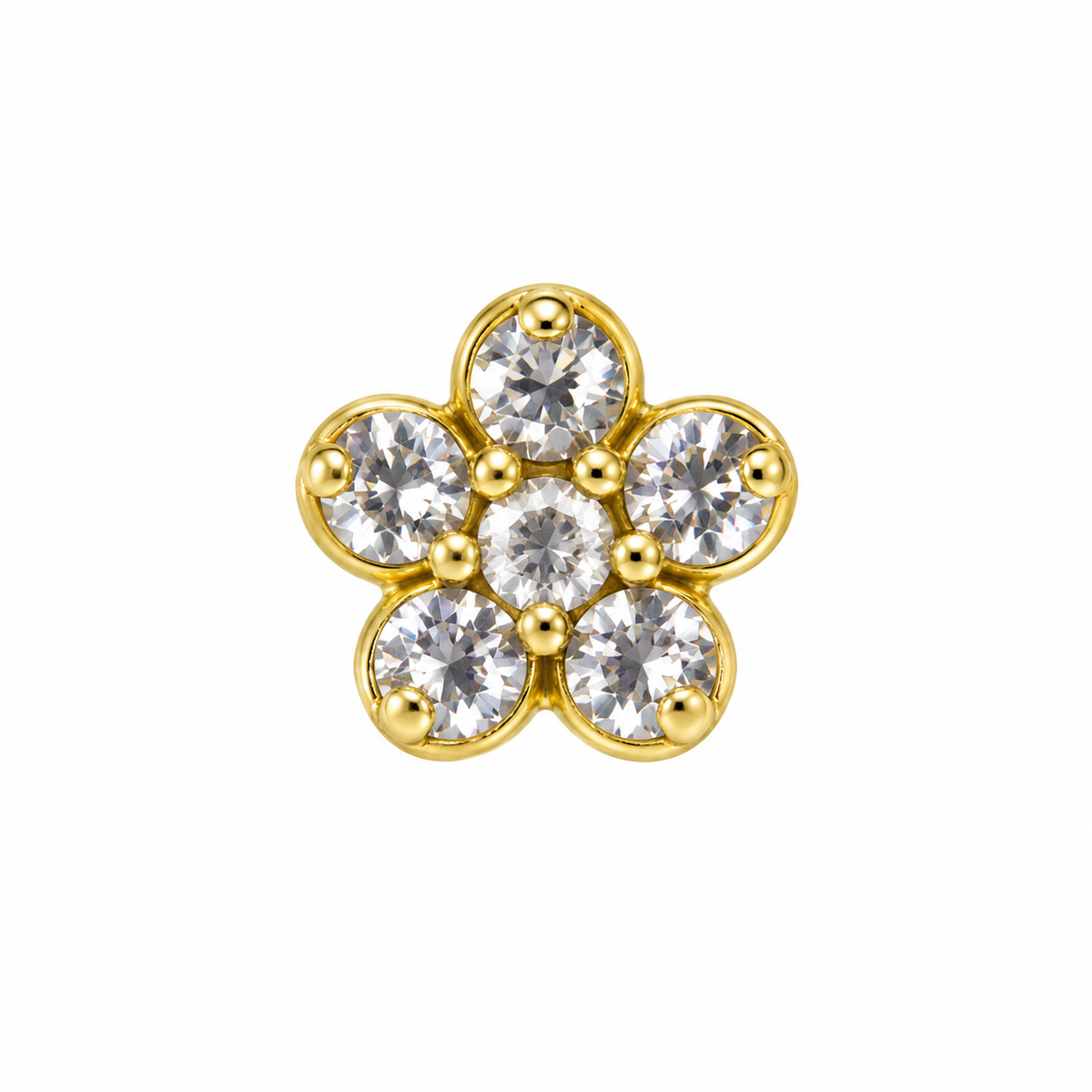 Joy Jewelry NB08 Gold Tone Stone Flower nose stud