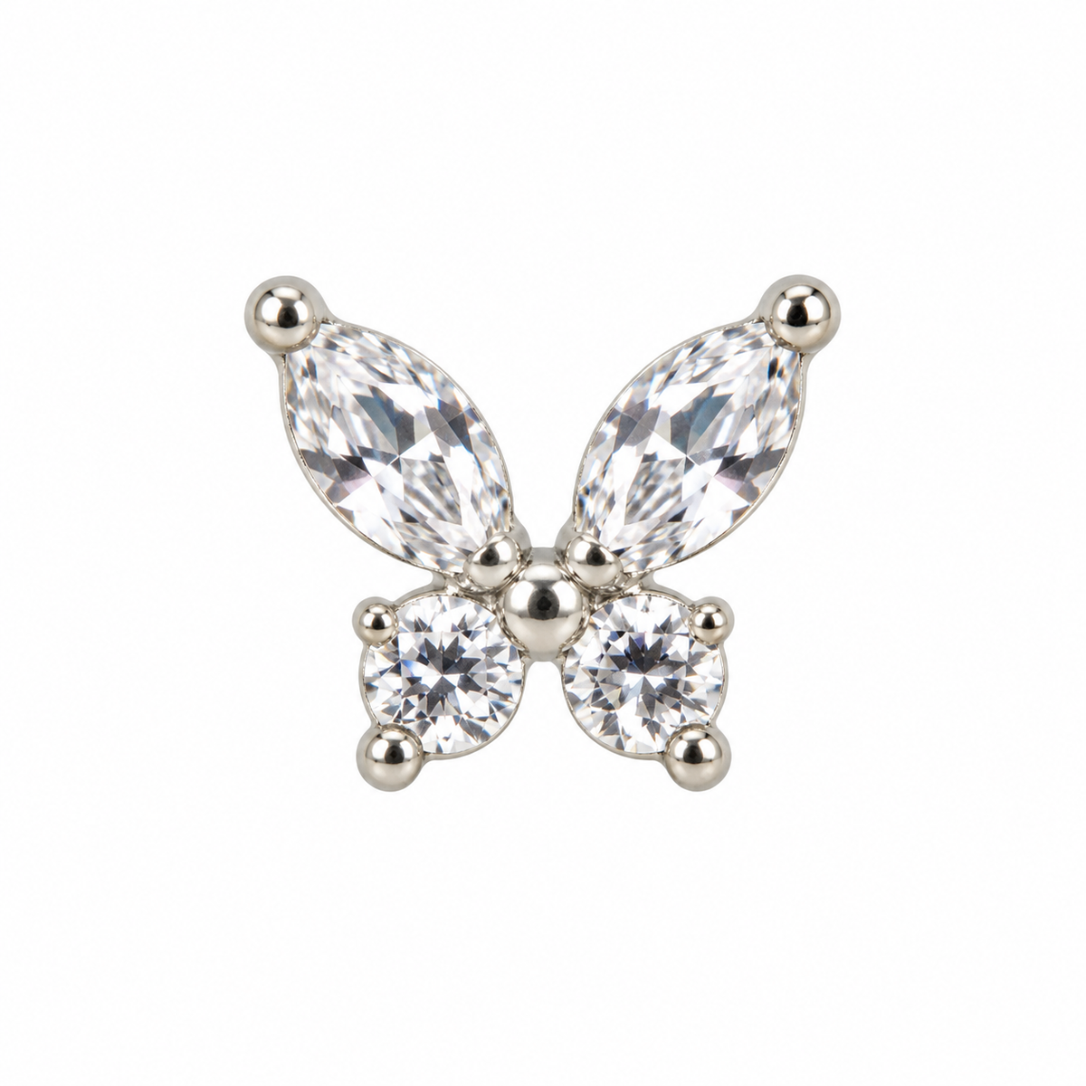 Joy Jewelry NB09 Silver Stone Butterfly nose stud