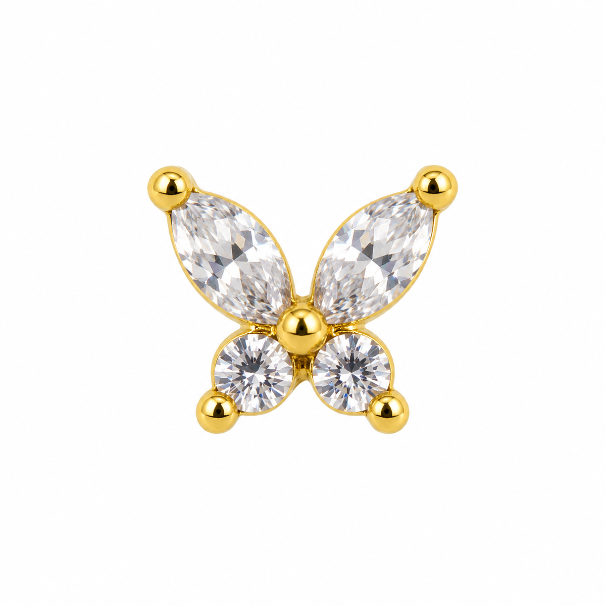 Joy Jewelry NB10 Gold Tone Stone Butterfly nose stud